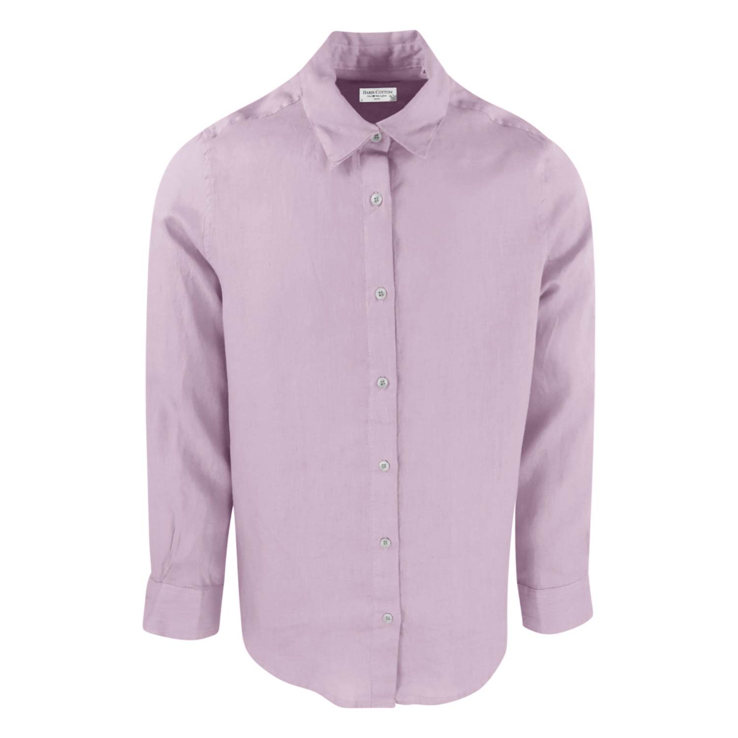 Haris Cotton Men's Pink / Purple Linen Basic Long-sleeved Shirt-violet