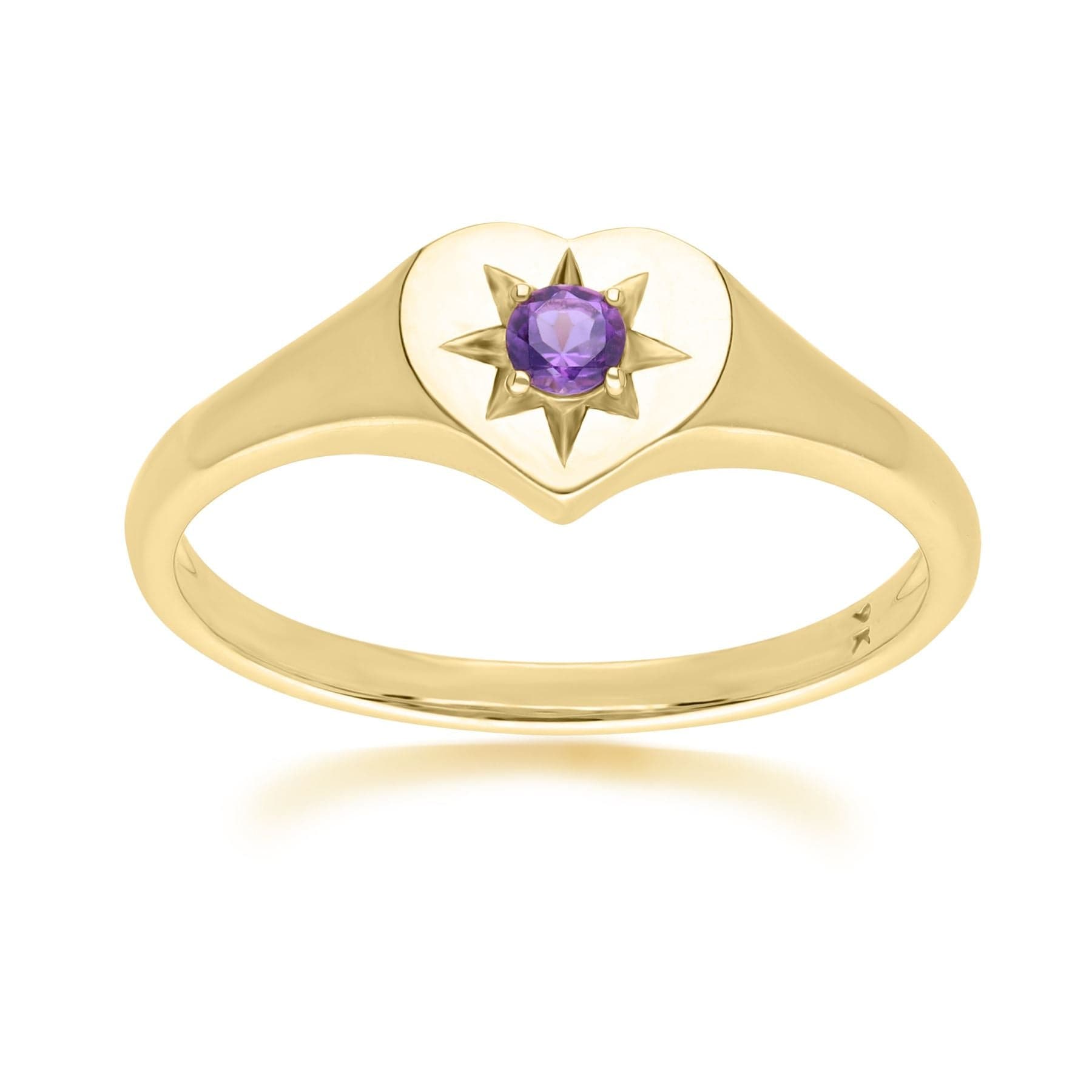 Women’s Pink / Purple Amethyst Heart Ring In Yellow Gold Gemondo