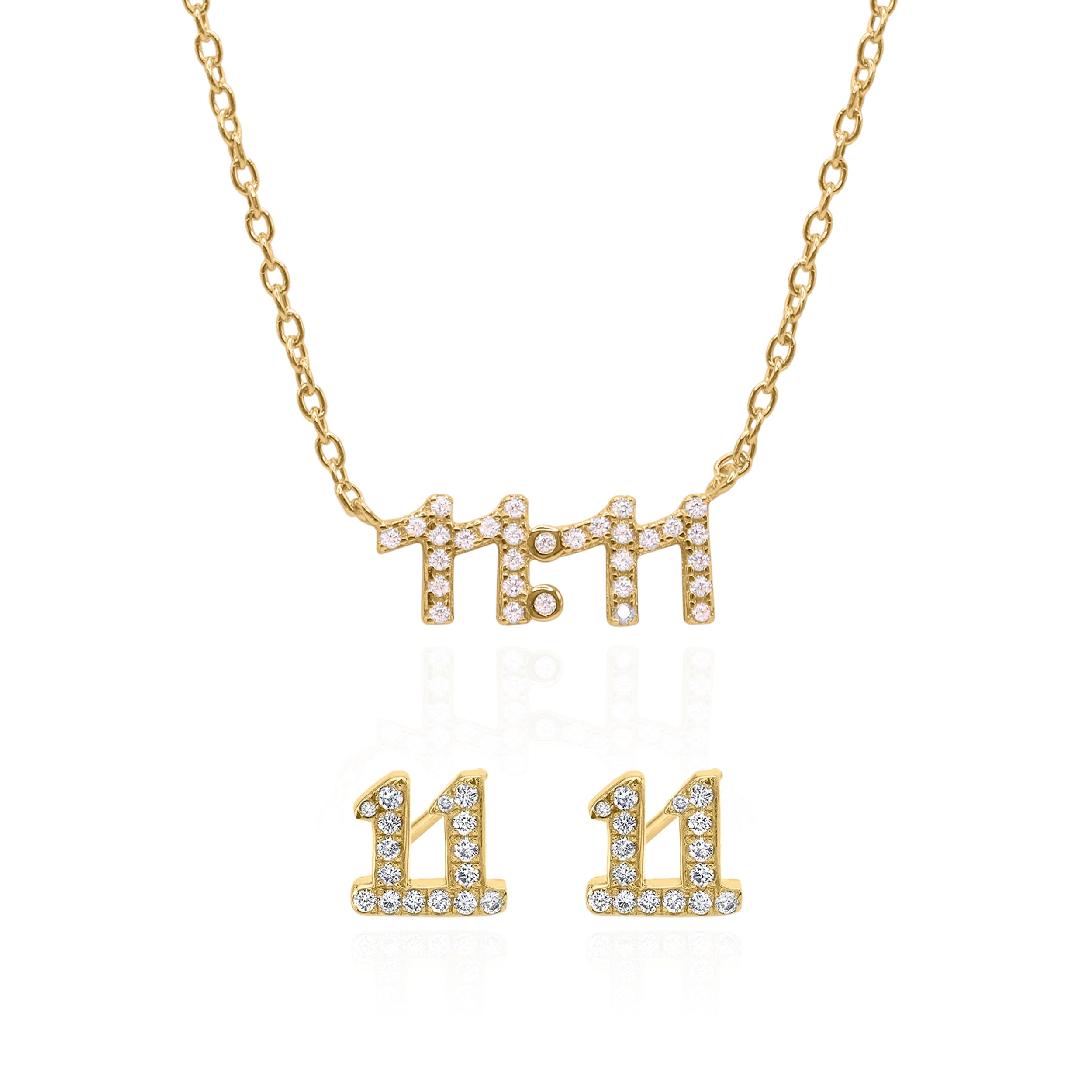 Luna Charles Men's Angel Numbers Gift Set - Necklace & Stud Earrings - Gold Plated