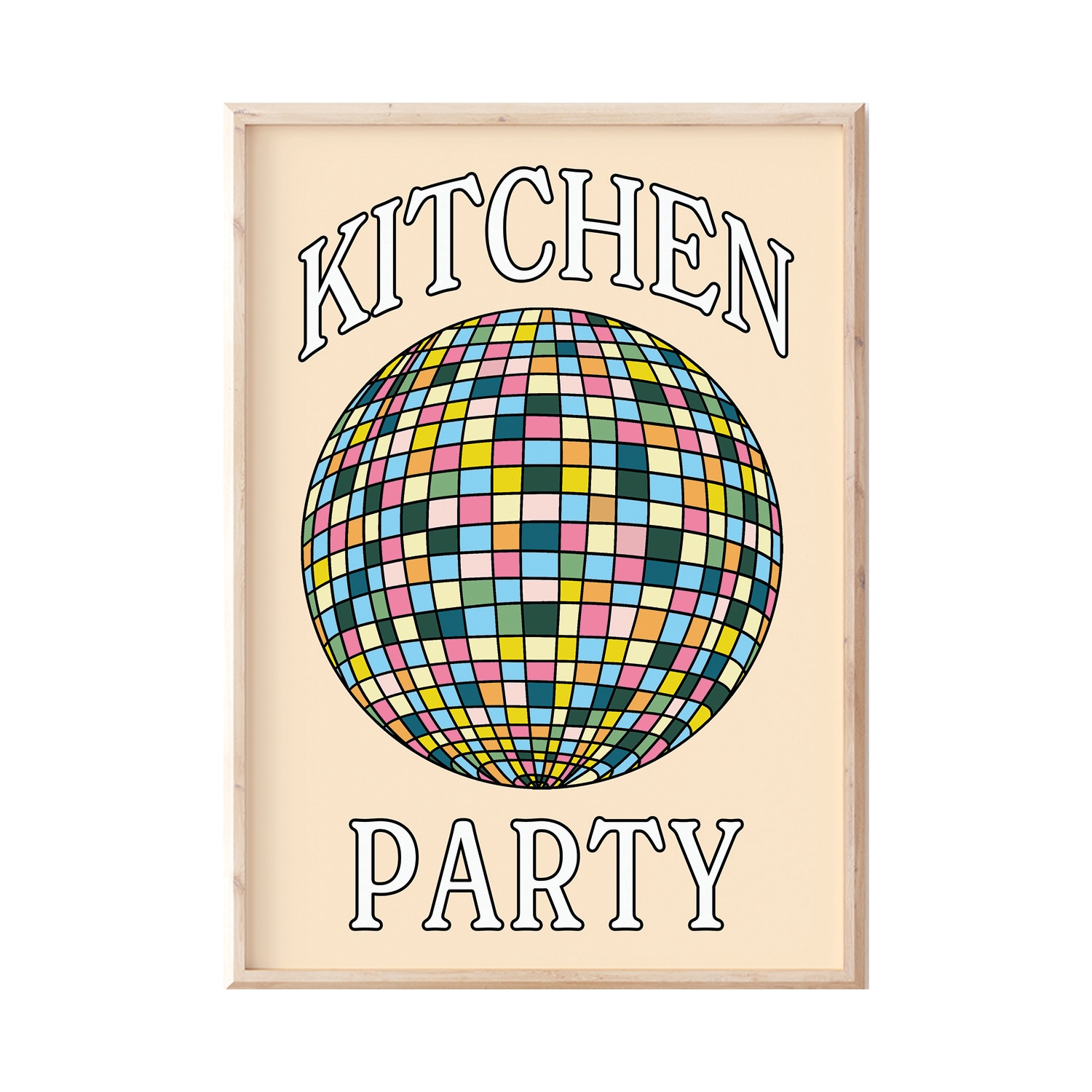 Neutrals A3 Cream Kitchen Party Disco Ball Print Sofe Store