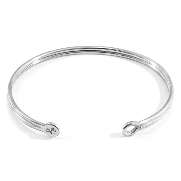 Anchor & Crew Bartlett Inline Midi Geometric Silver Bangle In Silver