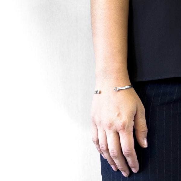 Anchor & Crew Bartlett Inline Midi Geometric Silver Bangle In Silver