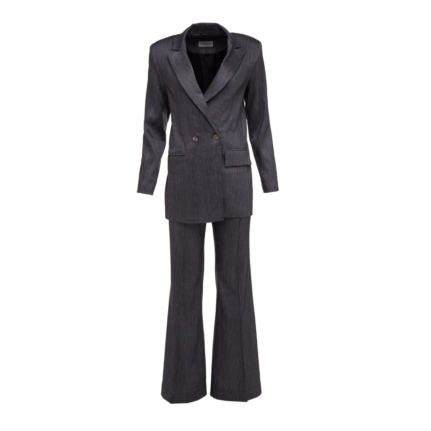 Famme Women's Grey Graphite Linen Blazer