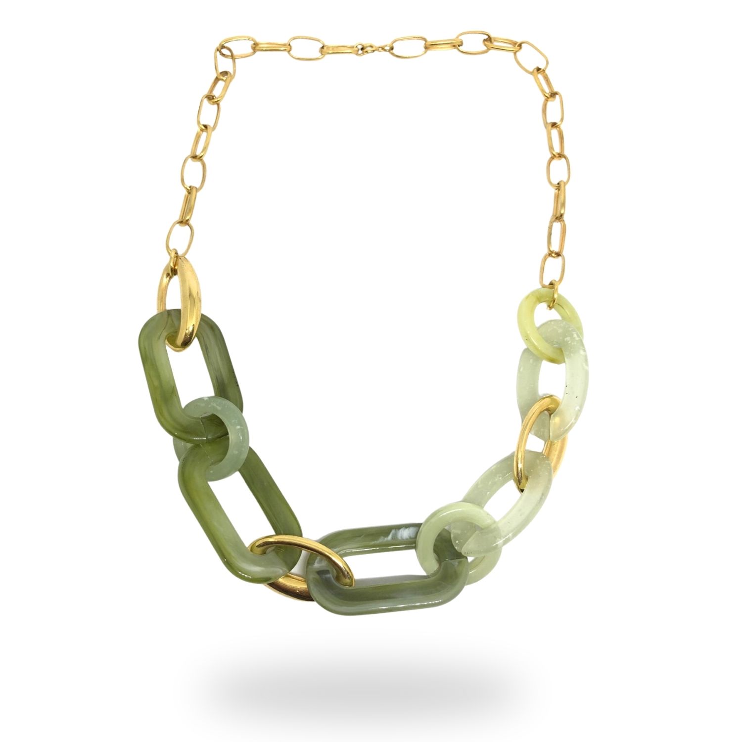 Linya Jewellery Women's Gold Nery Big Green Circle Necklace In Gold