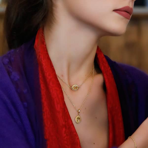 Vintouch Italy Luccichio Gold Vermeil Citrine Choker