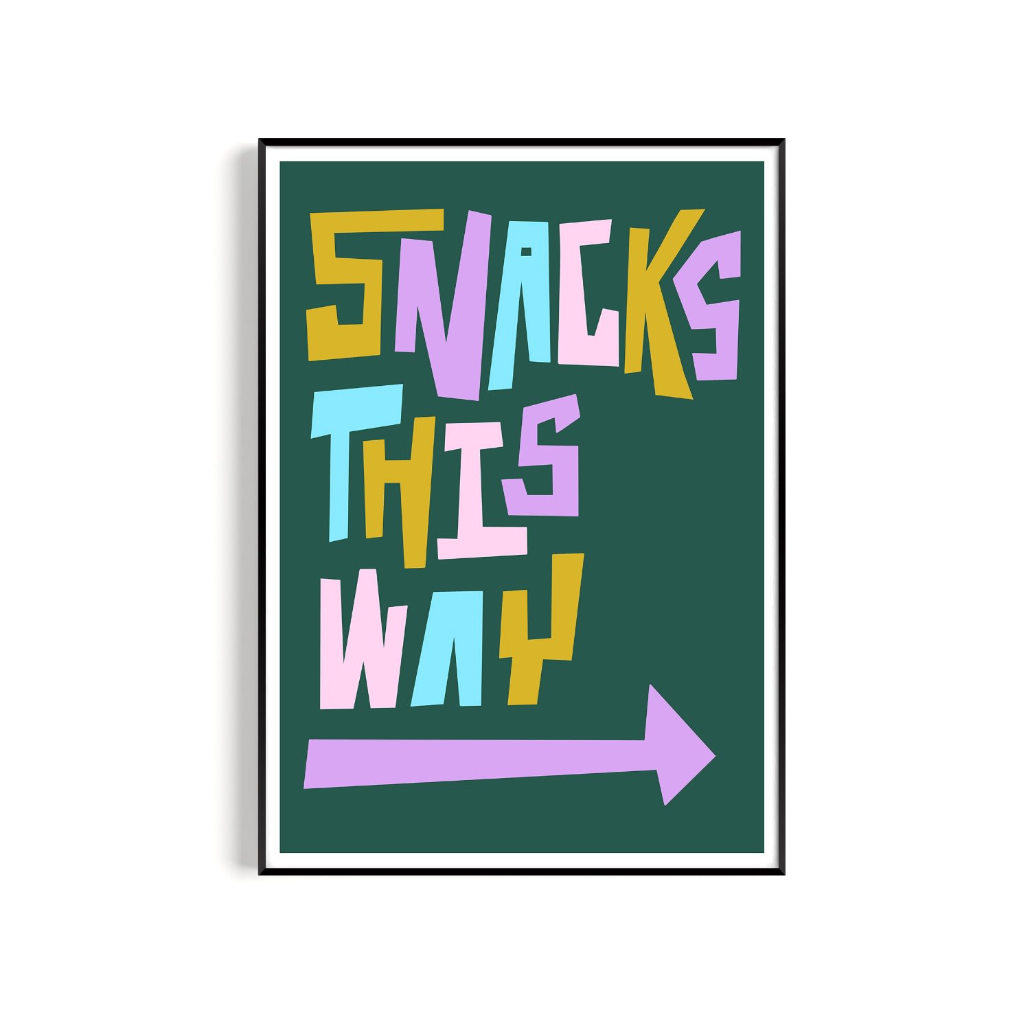 Natalie Cass Art Green Snacks This Way Art Print - A3 In Green