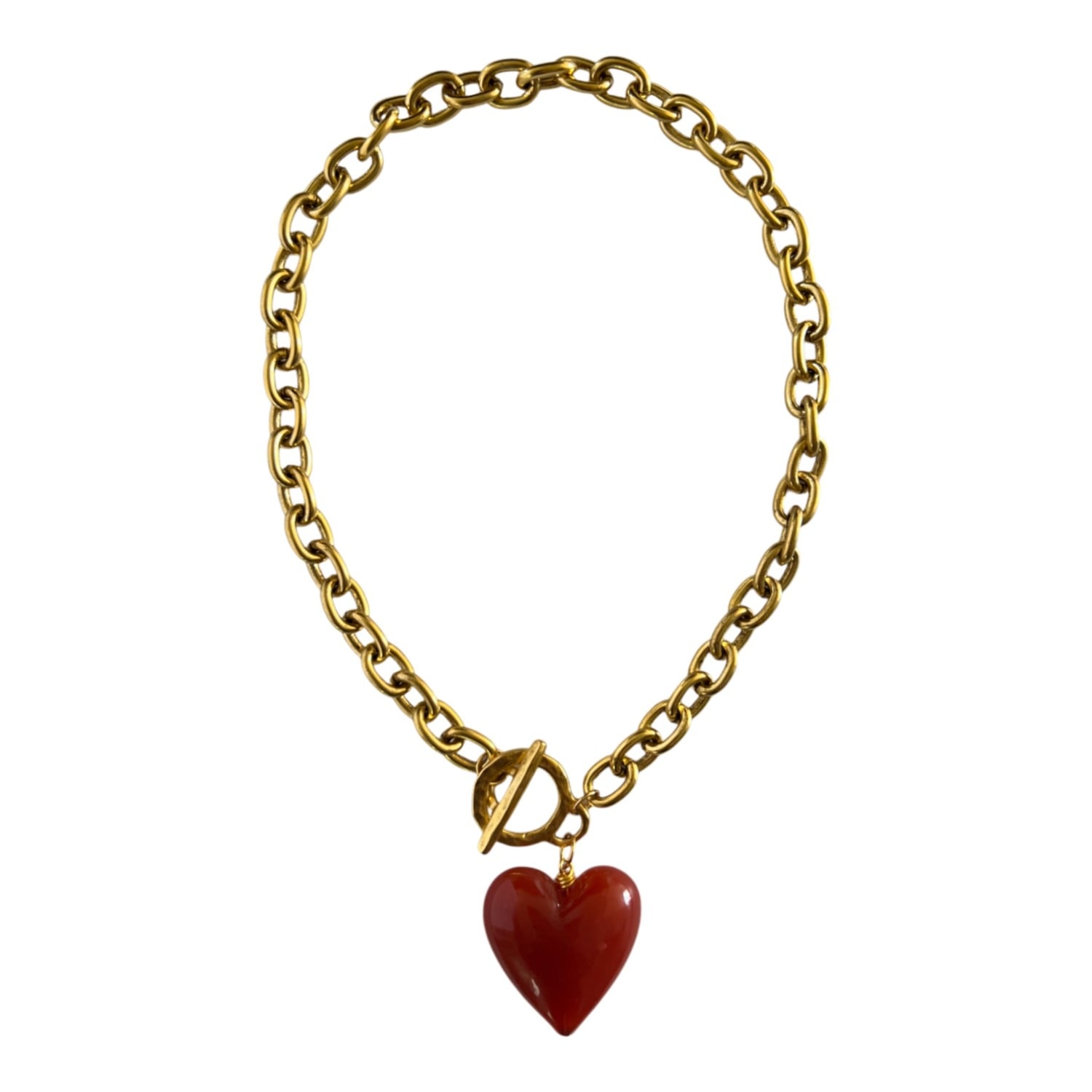 Sccollection Women's Gold / Red Amore Heart Necklace - Cuore Red