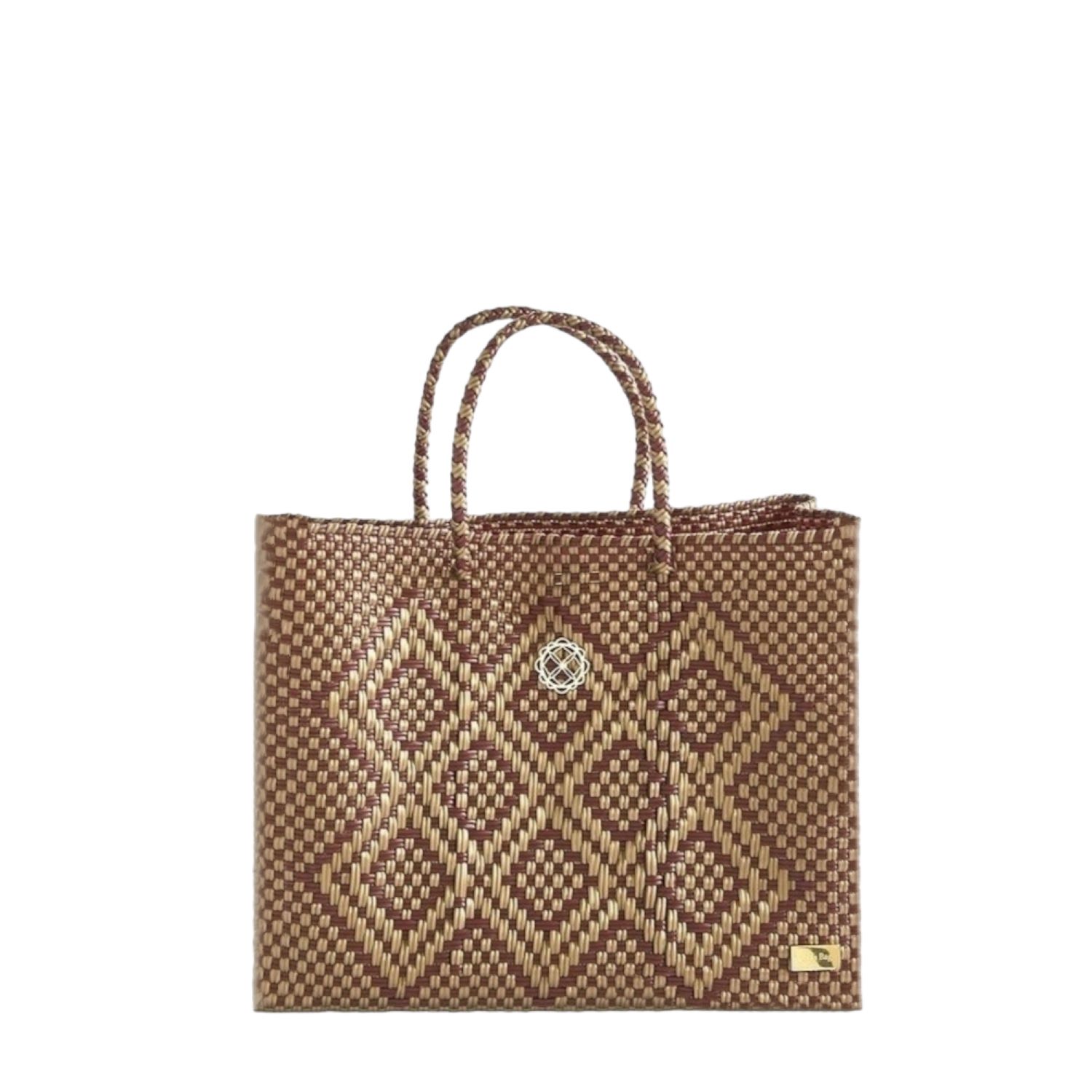 Women’s Small Burgundy Gold Aztec Tote Bag Lolas Bag