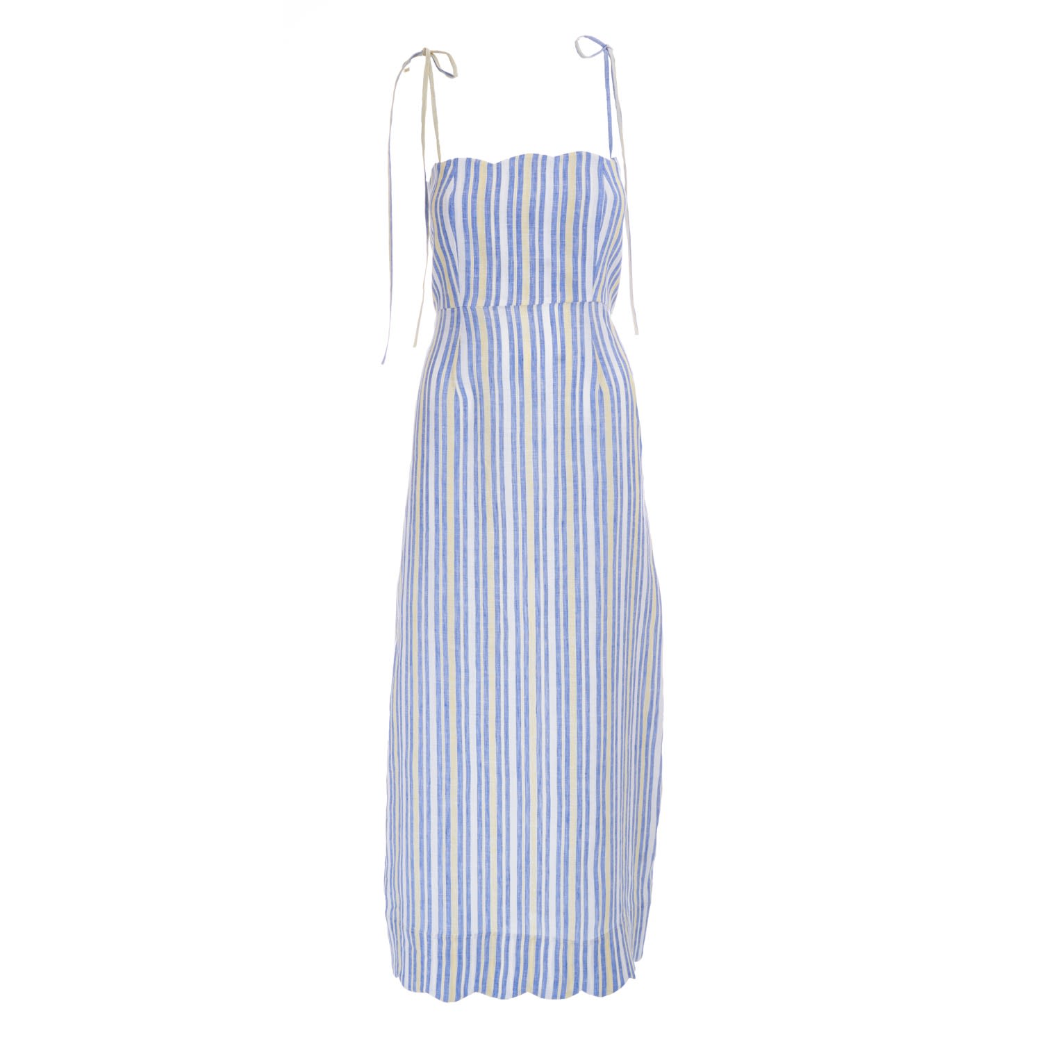 Women’s Blue / White Linen Striped Dress Xxs Sofia Tsereteli