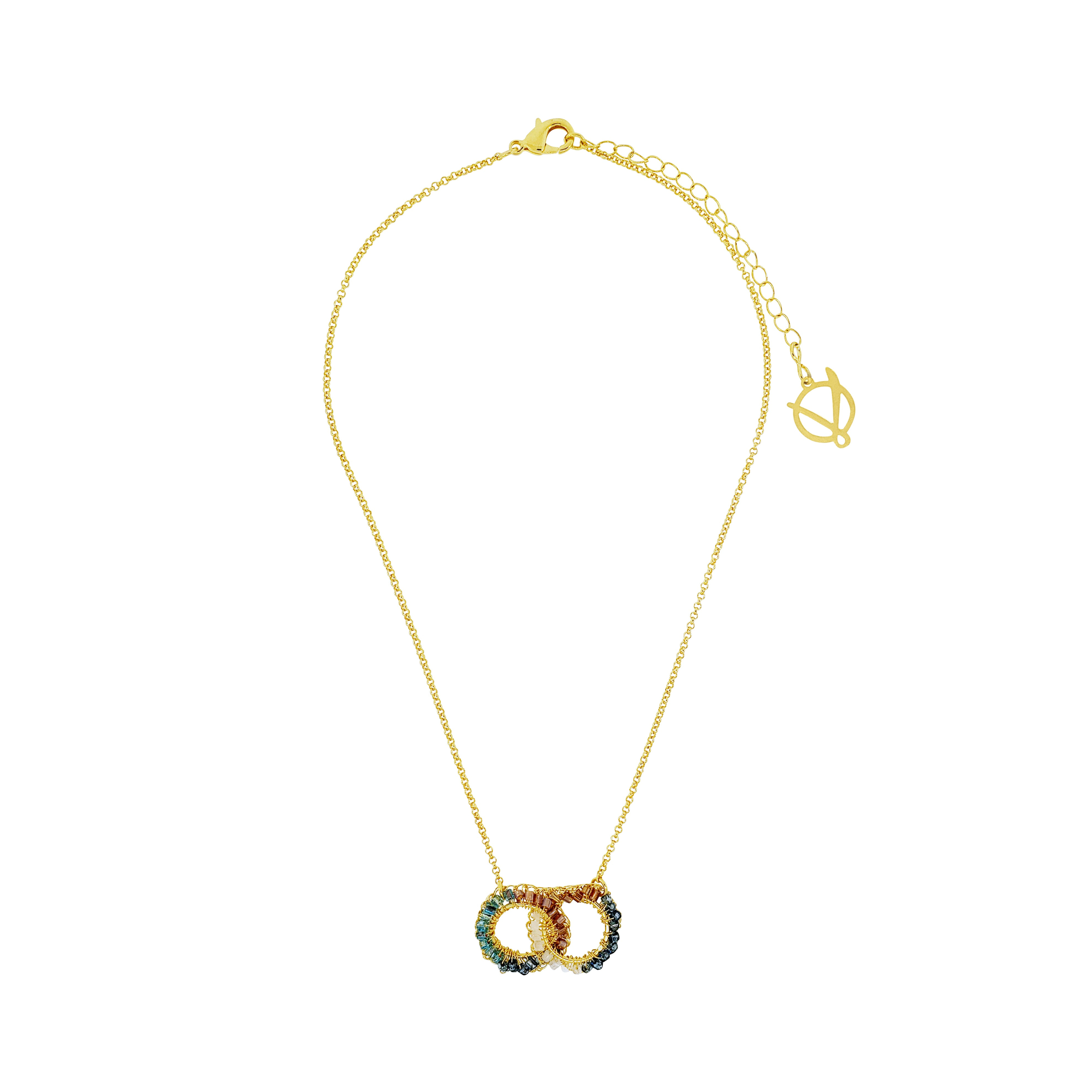 Lavish By Tricia Milaneze Women's Neutrals / Gold / Blue Seafoam Blue Mix Nova Handmade Crochet Necklace