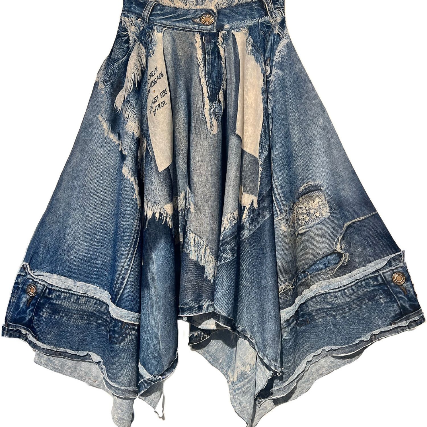 Ipng Design Women's Blue Skirt Square Denim Print Basics In Blue