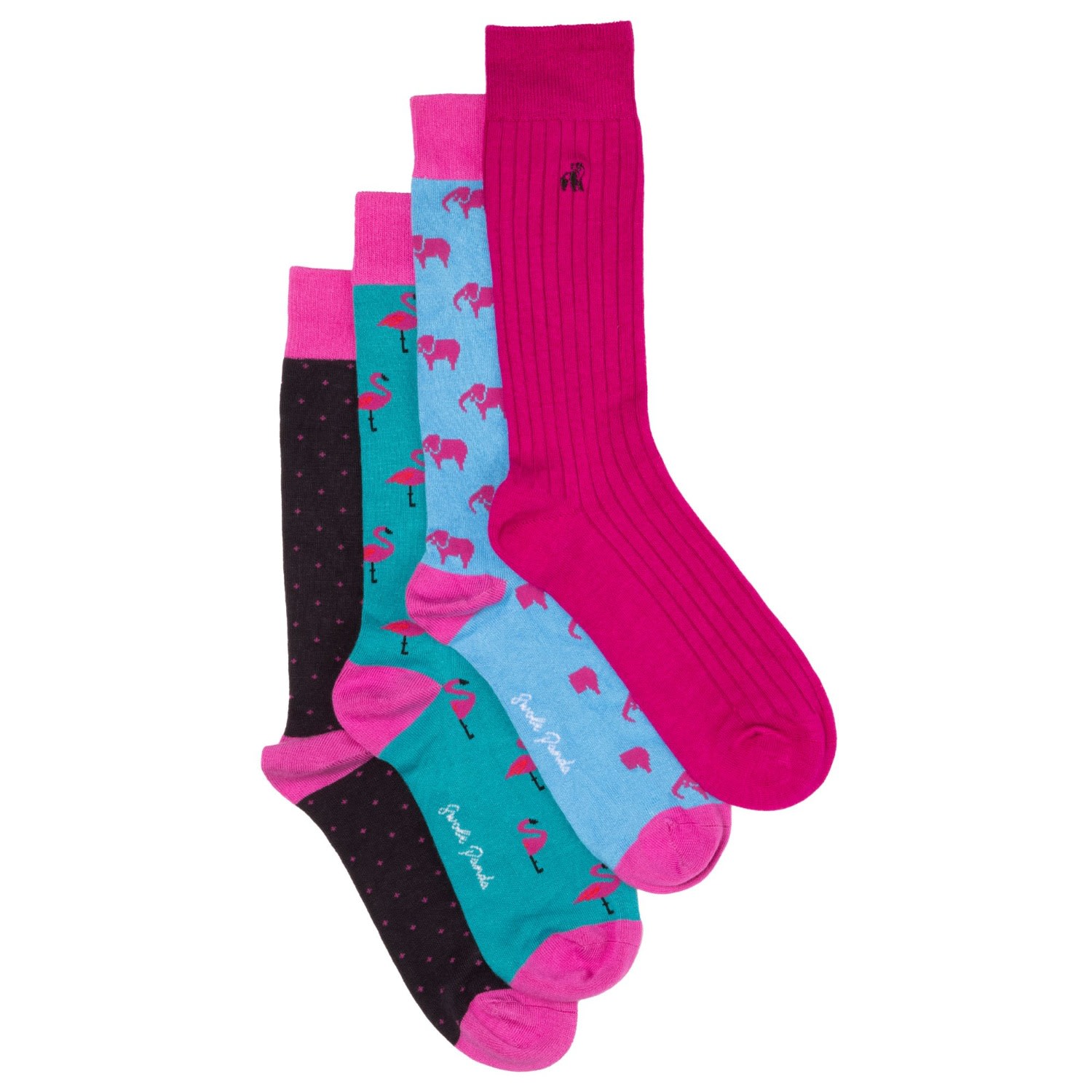 Men’s Elephant & Flamingo Bamboo Sock Bundle - Four Pairs Small Swole Panda