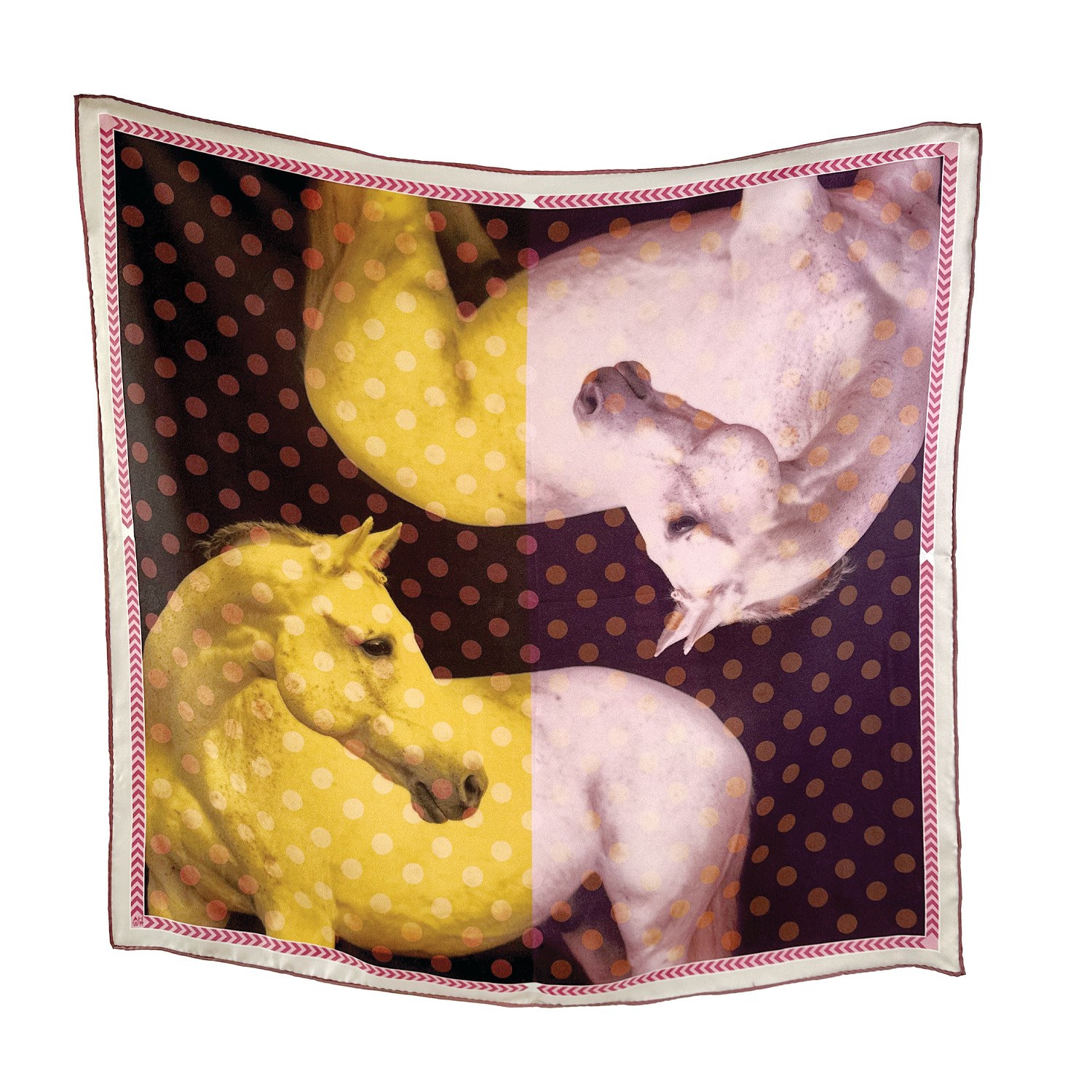 At Home With Ray Women's Pink / Purple Horses Duos  Silk Twill Neckerchief In Rose & Gold In Pink/purple