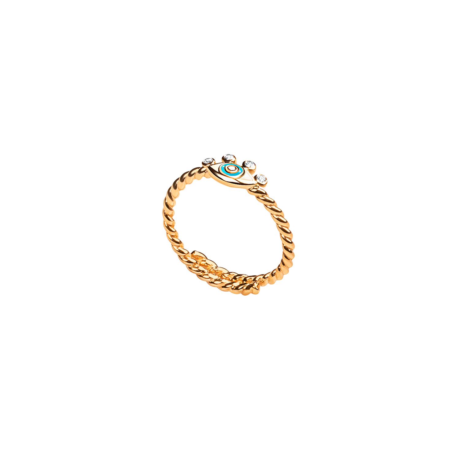 Karma And Luck Women's Basic Security - Gold Diamond Evil Eye Ring