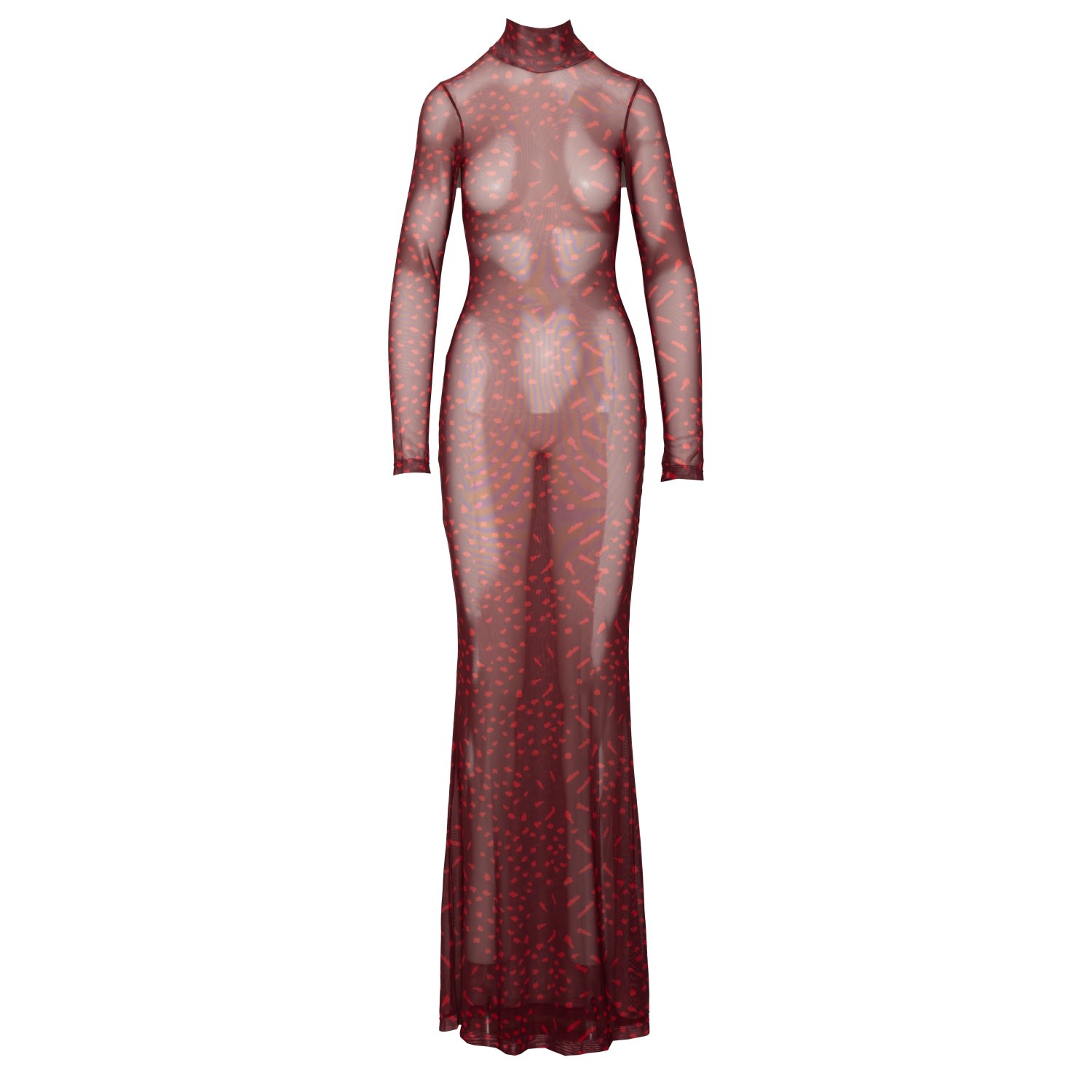Ofuure Women's Yellow / Orange / Red Aminah Red Long Sleeve Maxi Mesh Dress In Yellow/orange/red