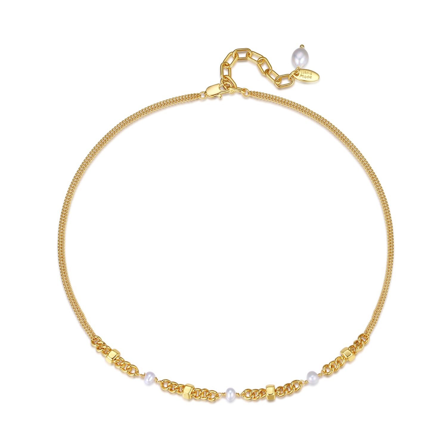 Shop Classicharms Women's Gold Double Stranded Necklace With Natural Pearls