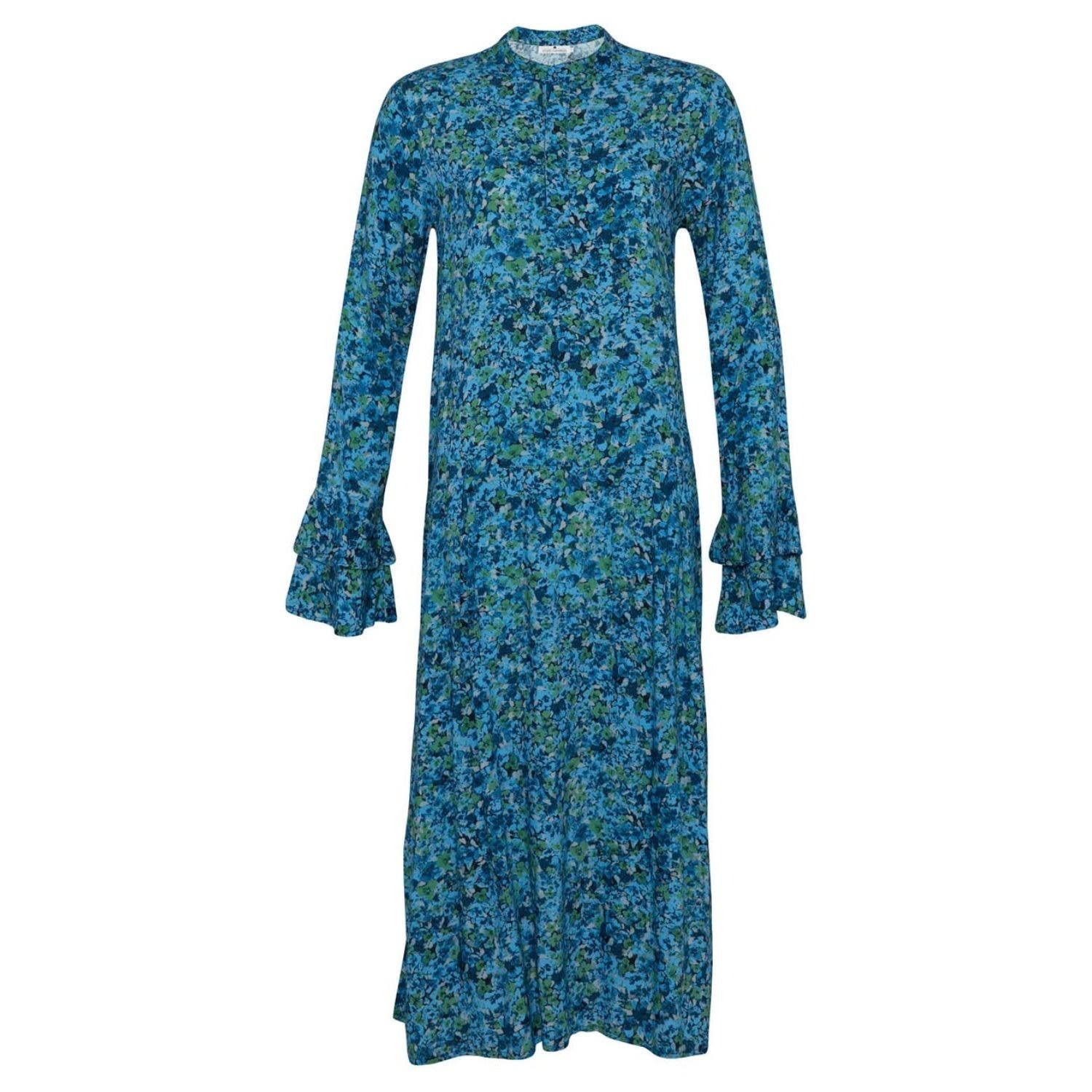 State Of Georgia Women's Jemima Midi/maxi Dress Double Layer Sleeve Floral Explosion Blue