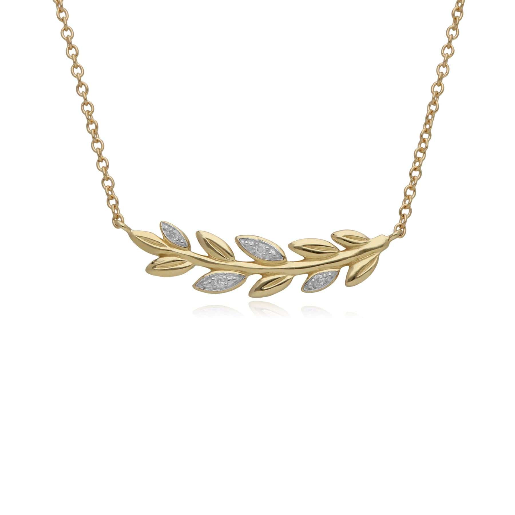 Women’s O Leaf Diamond Necklace In Yellow Gold Gemondo