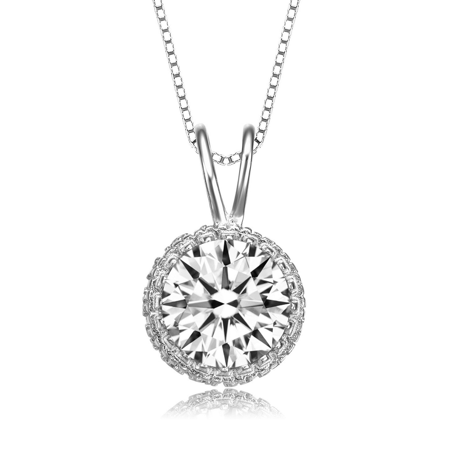 Women’s White / Silver Marie Dainty Crown Pendant Necklace Genevive Jewelry