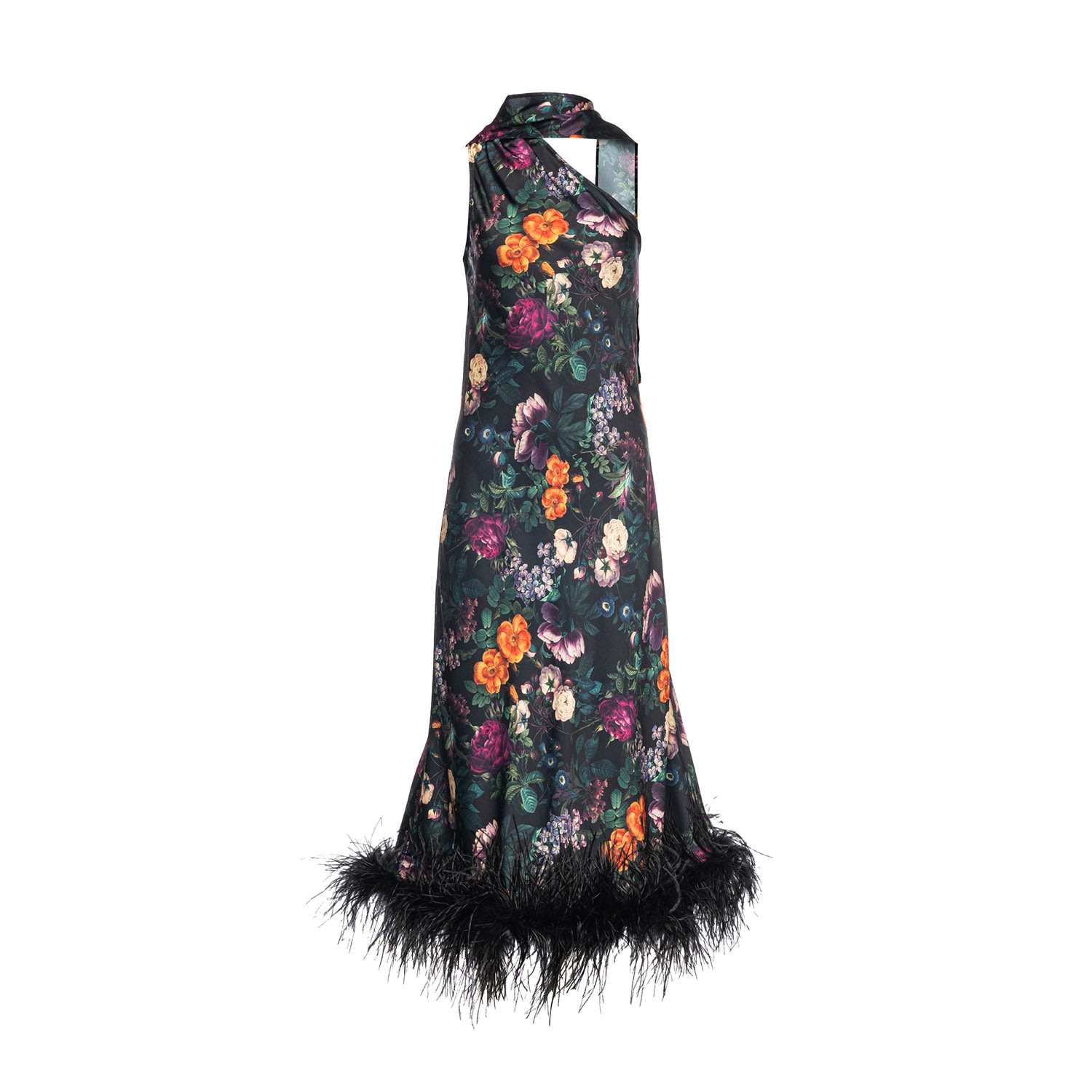 Vasiliki Atelier Women's Black Liya Cannes Dress With Faux Feather In Black