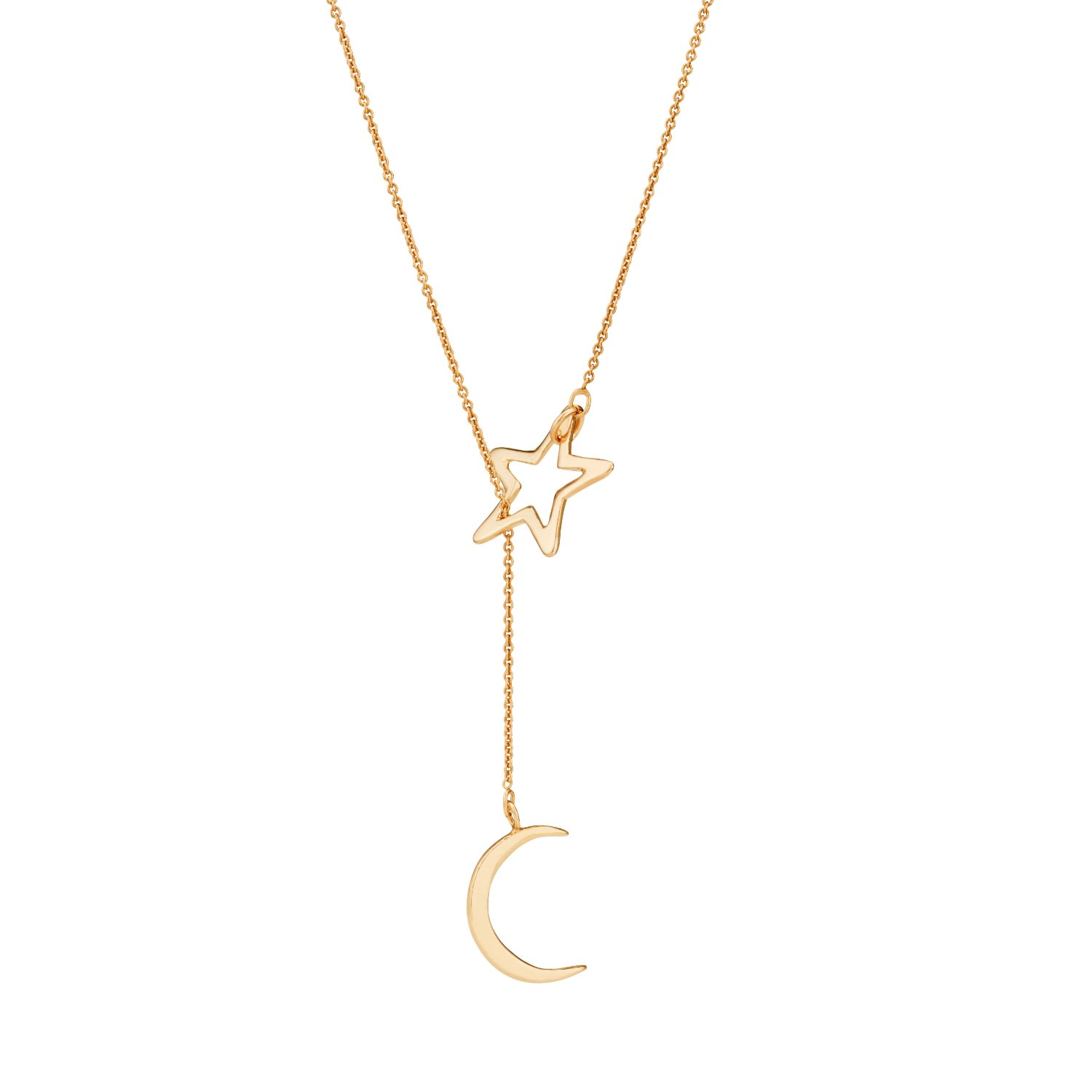 Posh Totty Designs Women's Yellow Gold Plated Moon & Star Lariat Necklace In Gold