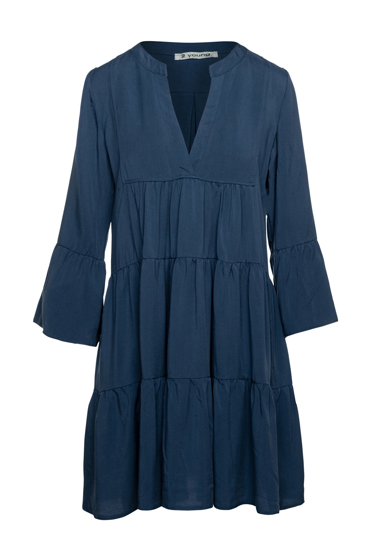 Conquista Women's Blue Indigo Tencel Gathered Seams Dress In Blue