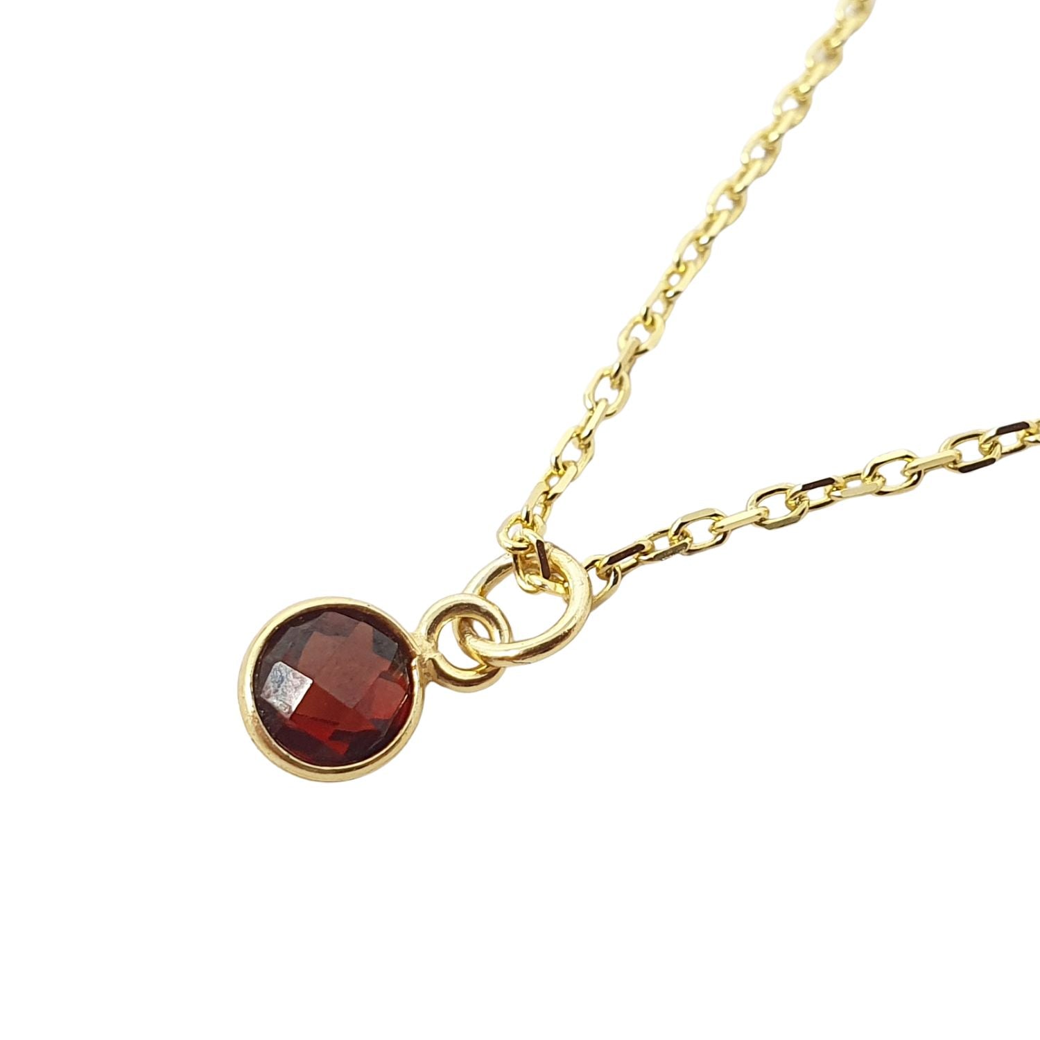 Women’s Red / Gold Mini Garnet January Birthstone Charm Gold Plated Chain Necklace Harfi