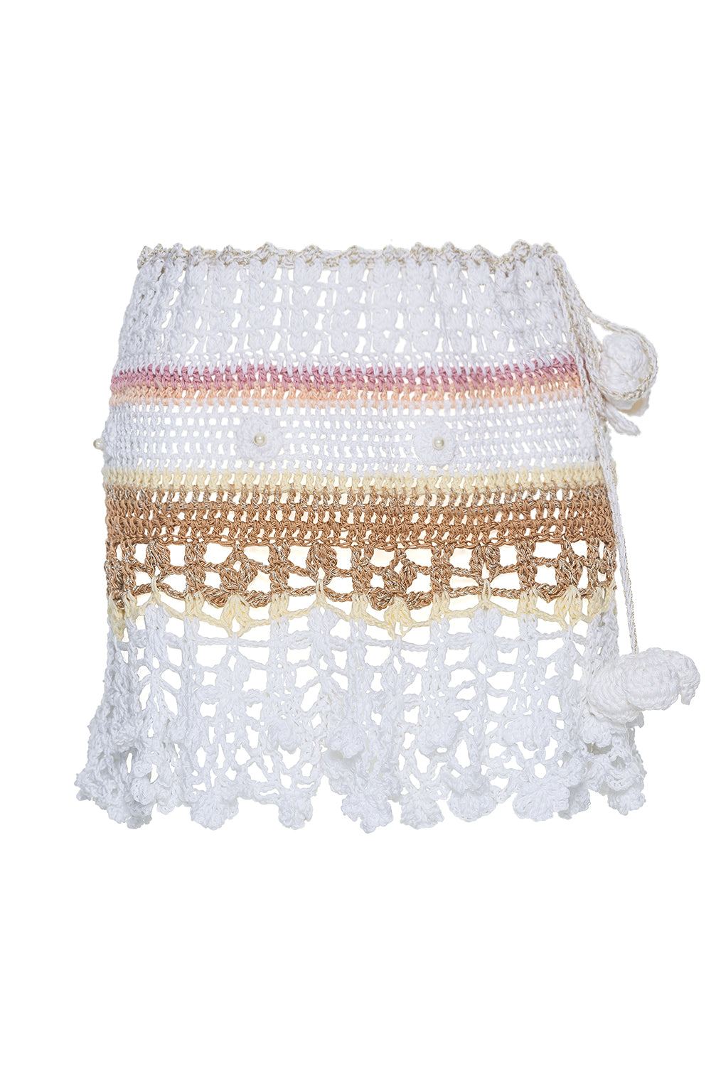 Andreeva Vanilla Multicolor Handmade Crochet Skirt In Yellow