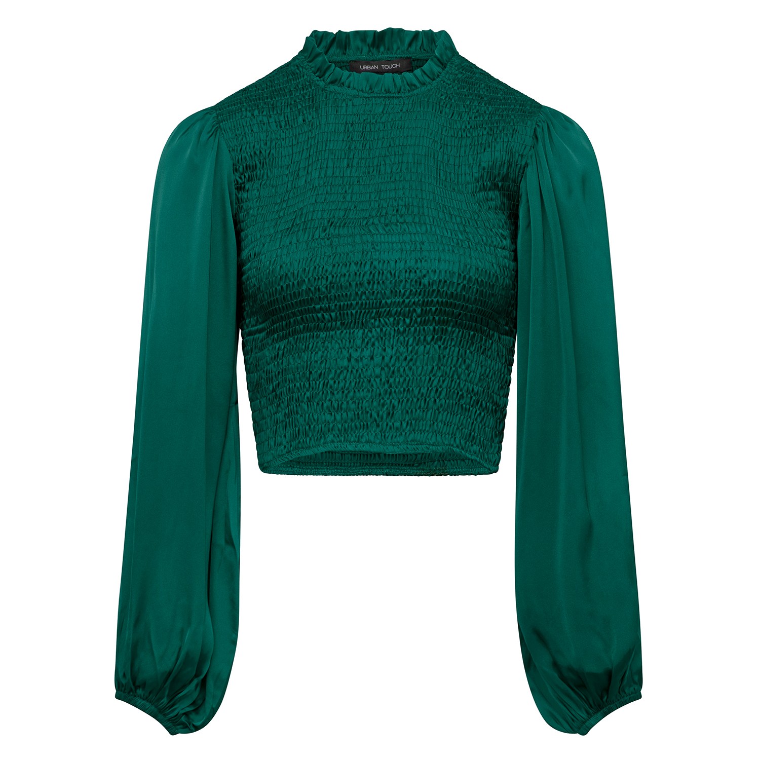 Urban Touch Women's High Neck Bodycon  Long Sleeve Top Green In Green