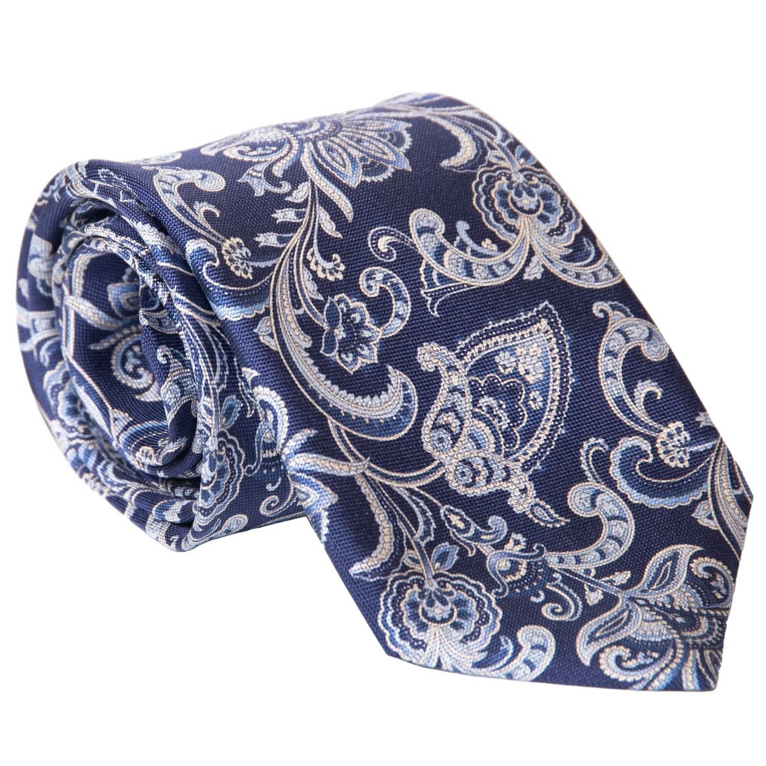 Elizabetta Mens Blue Italian Silk Scarf - Wool Lined