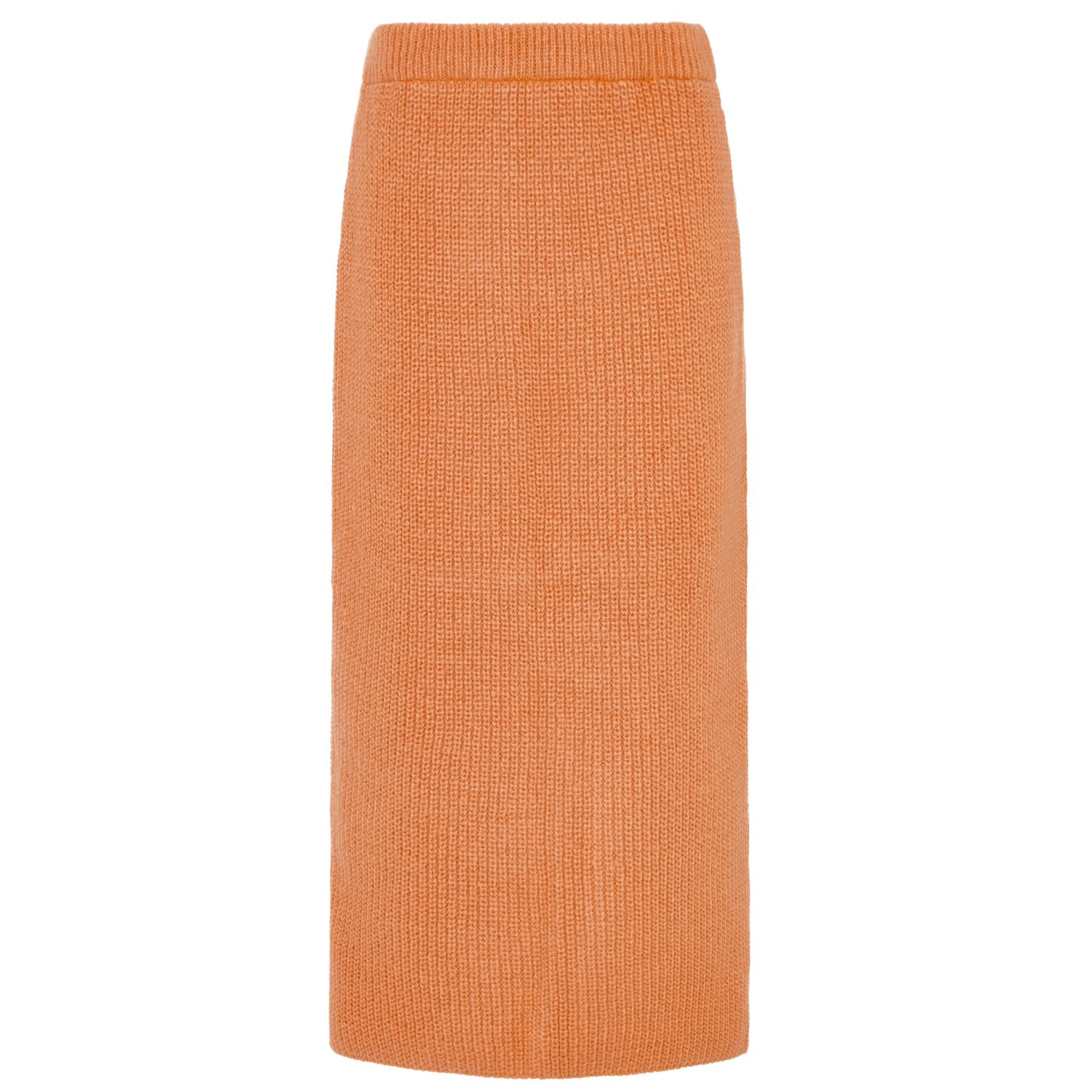 Cara & The Sky Yellow / Orange Chloe Knitted Midi Co-ord Skirt Apricot In Yellow/orange
