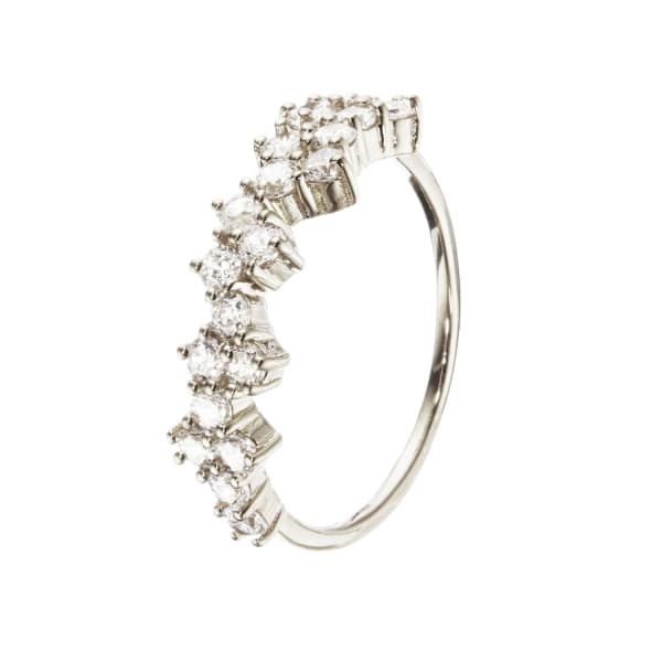 Lily & Roo Silver Diamond Style Cluster Ring In Cluster