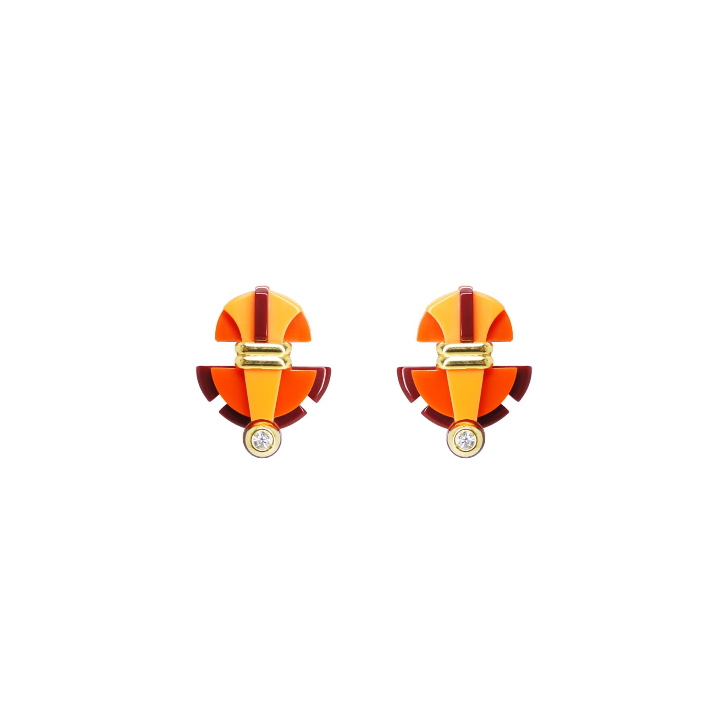 Gissa Bicalho Women's Acrylic Handmade Earring Buriti Orange In Gold