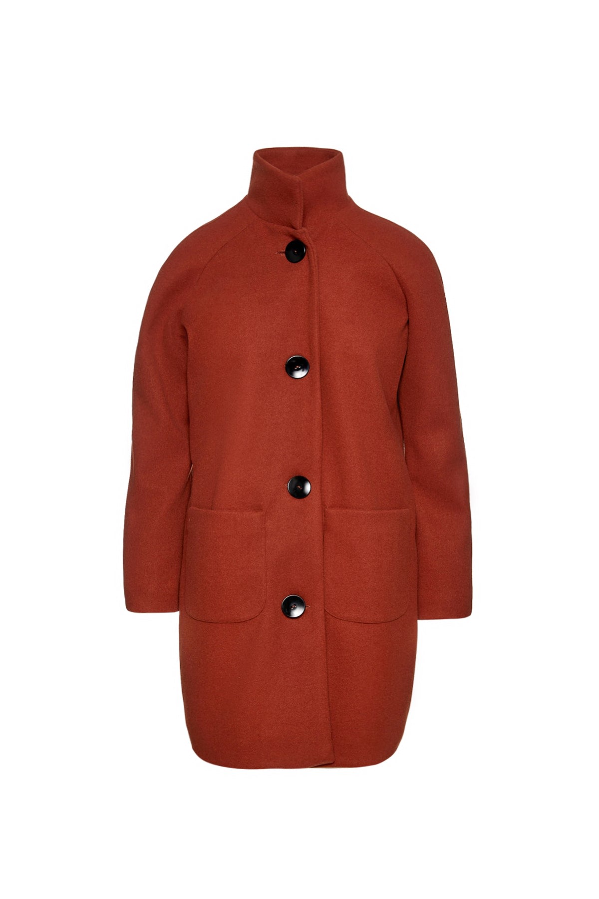 Conquista Women's Brown / Red Faux Mouflon Brick Red Coat By  Fashion In Brown/red