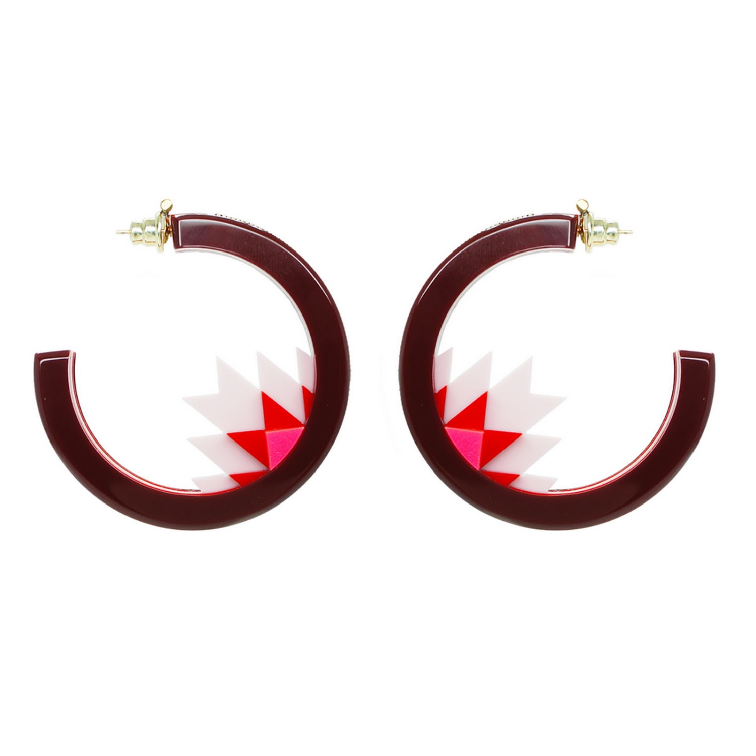 Gissa Bicalho Women's Handmade Acrylic Earring Hoops Kuntur Pink