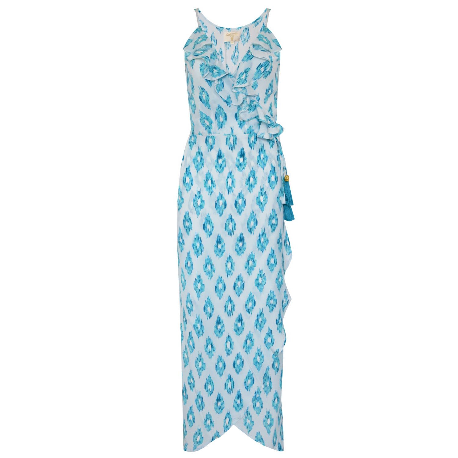 Women’s Blue Aquamarine Dream Silk Cocktail Midi Wrap Dress Small Sophia Alexia