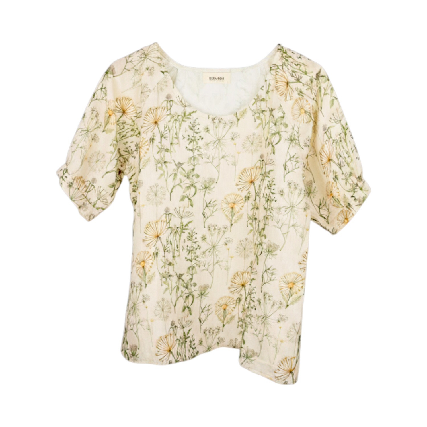 Stovaria Women's Wild Meadow Pure Linen Top With Raglan Sleeves