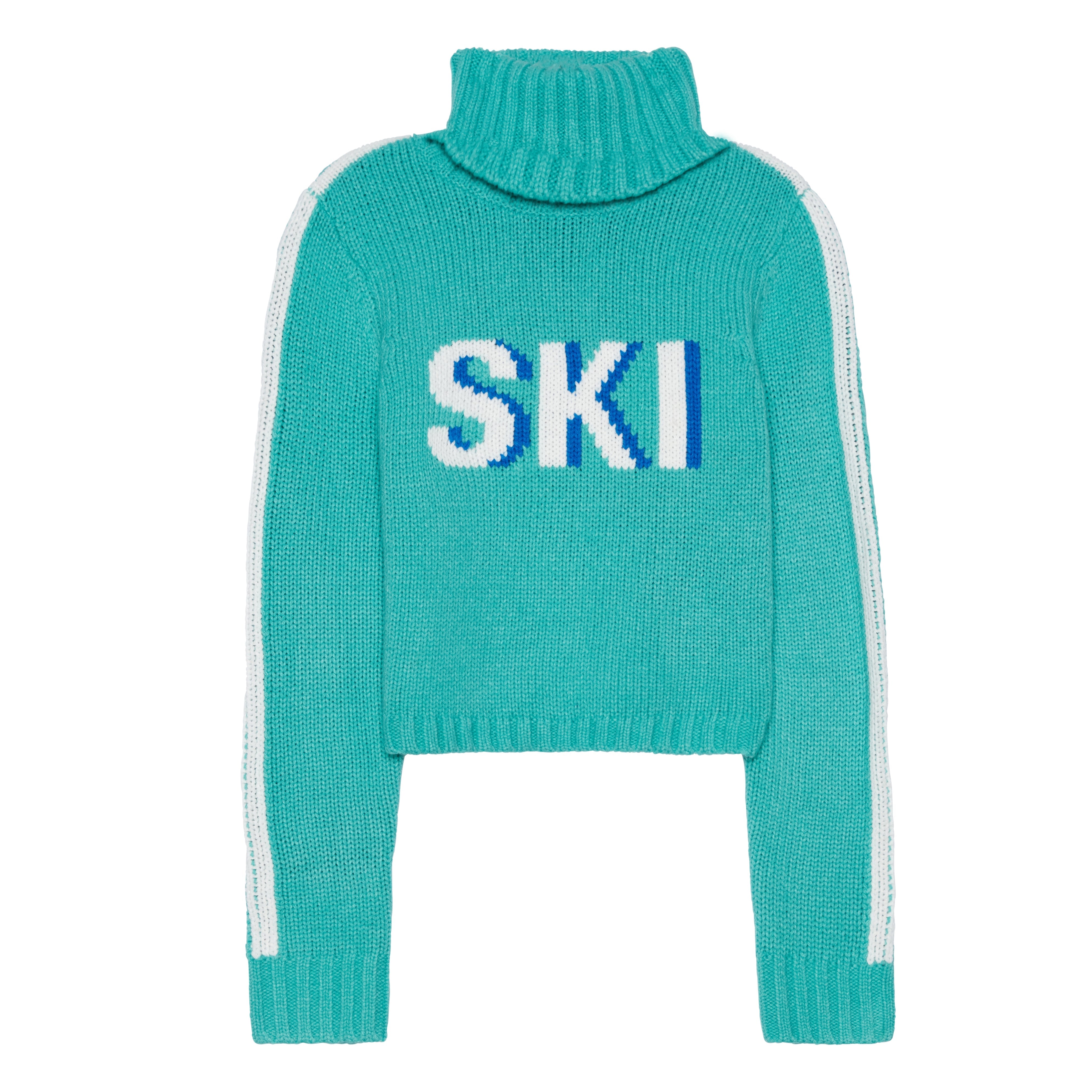Ellsworth + Ivey Women's Cropped Ski Turtleneck Sweater - Green Dream In Brown