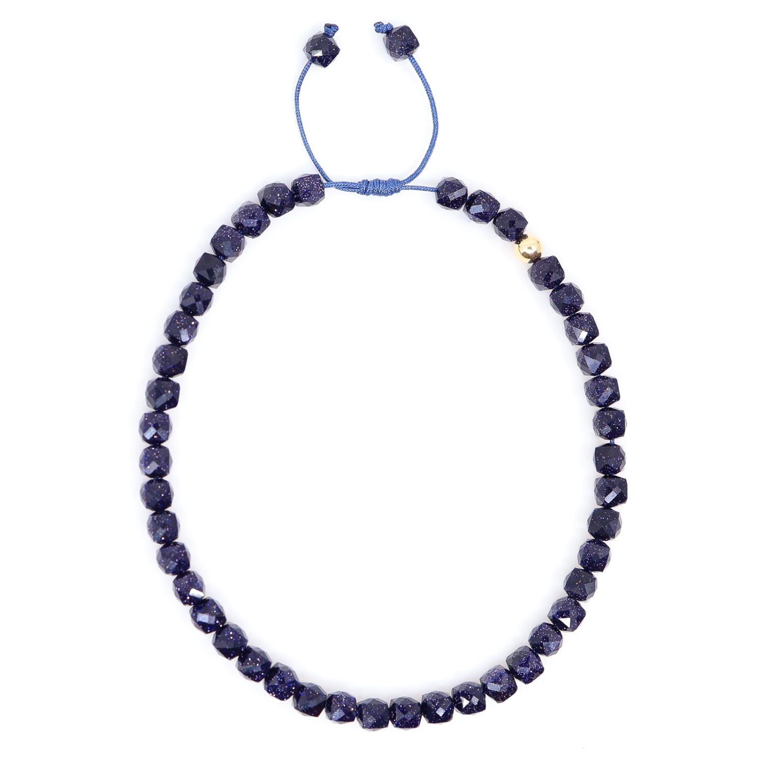 Shar Oke Men's Blue / Gold Blue Sandstone & 14k Solid Gold Beaded Bracelet In Multi