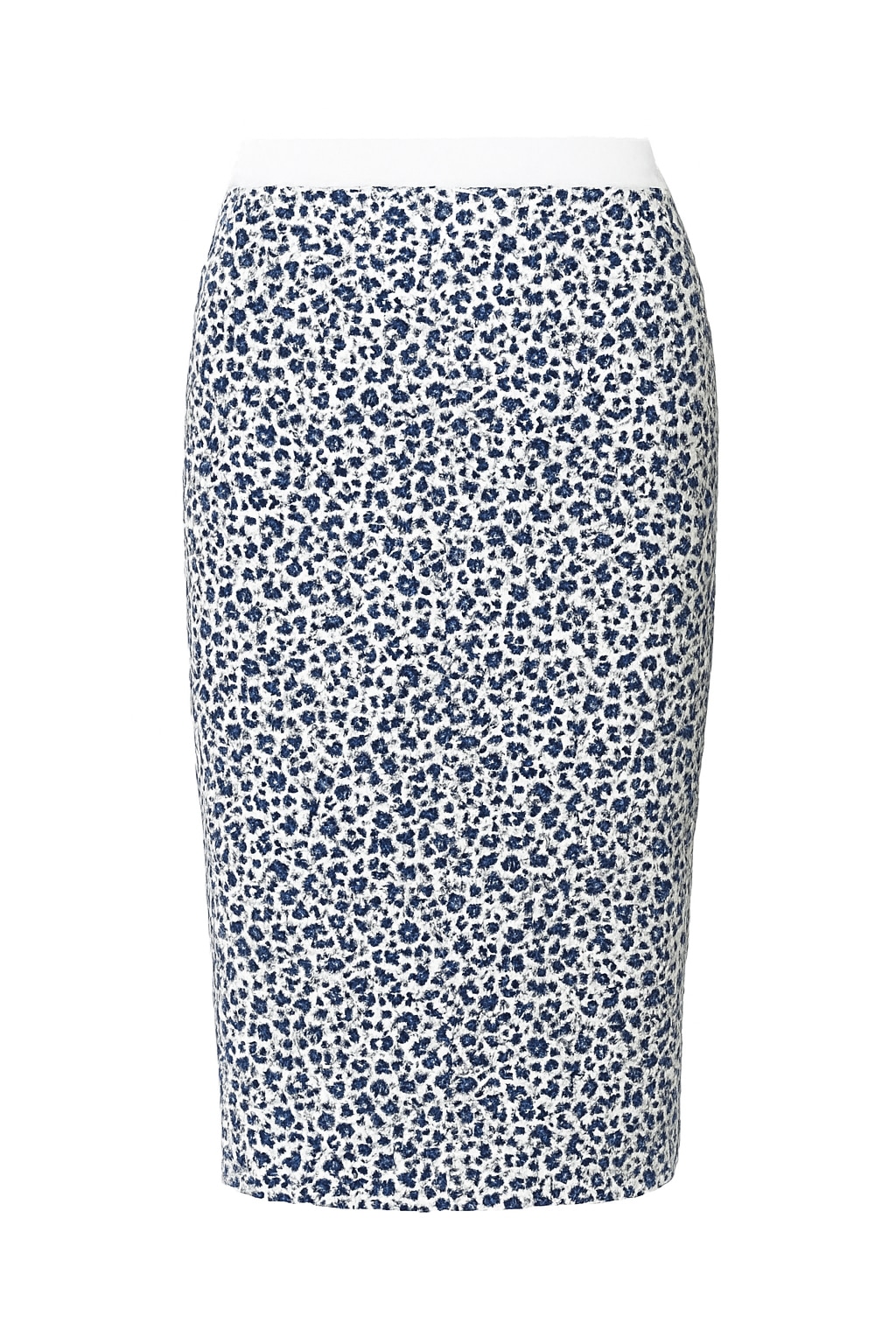 Conquista Women's Blue Floral Pencil Skirt With Solid Colour Waistband In Blue