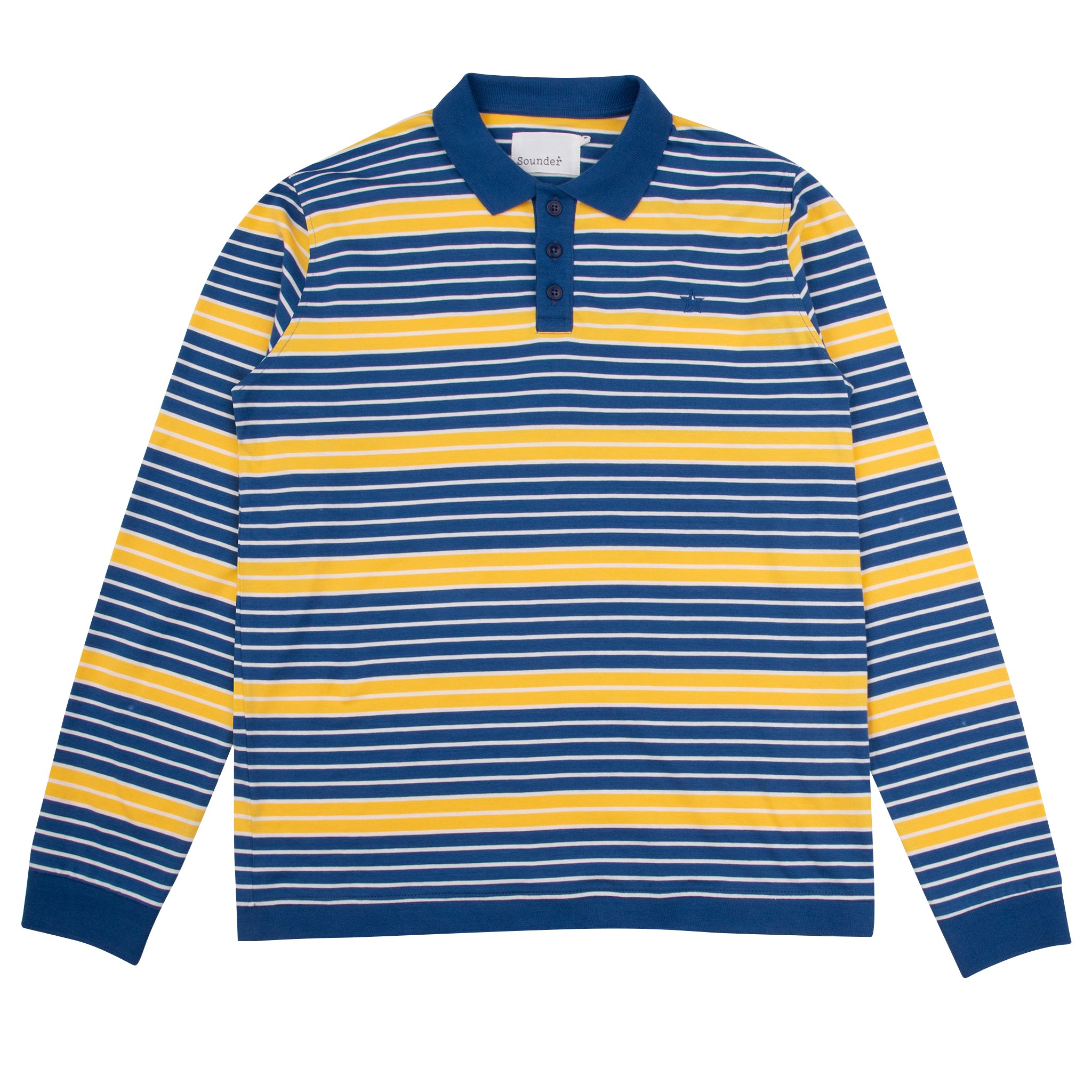 Men’s Monterey Long Sleeve Polo - Petrol Blue & Sun Yellow XXL Sounder