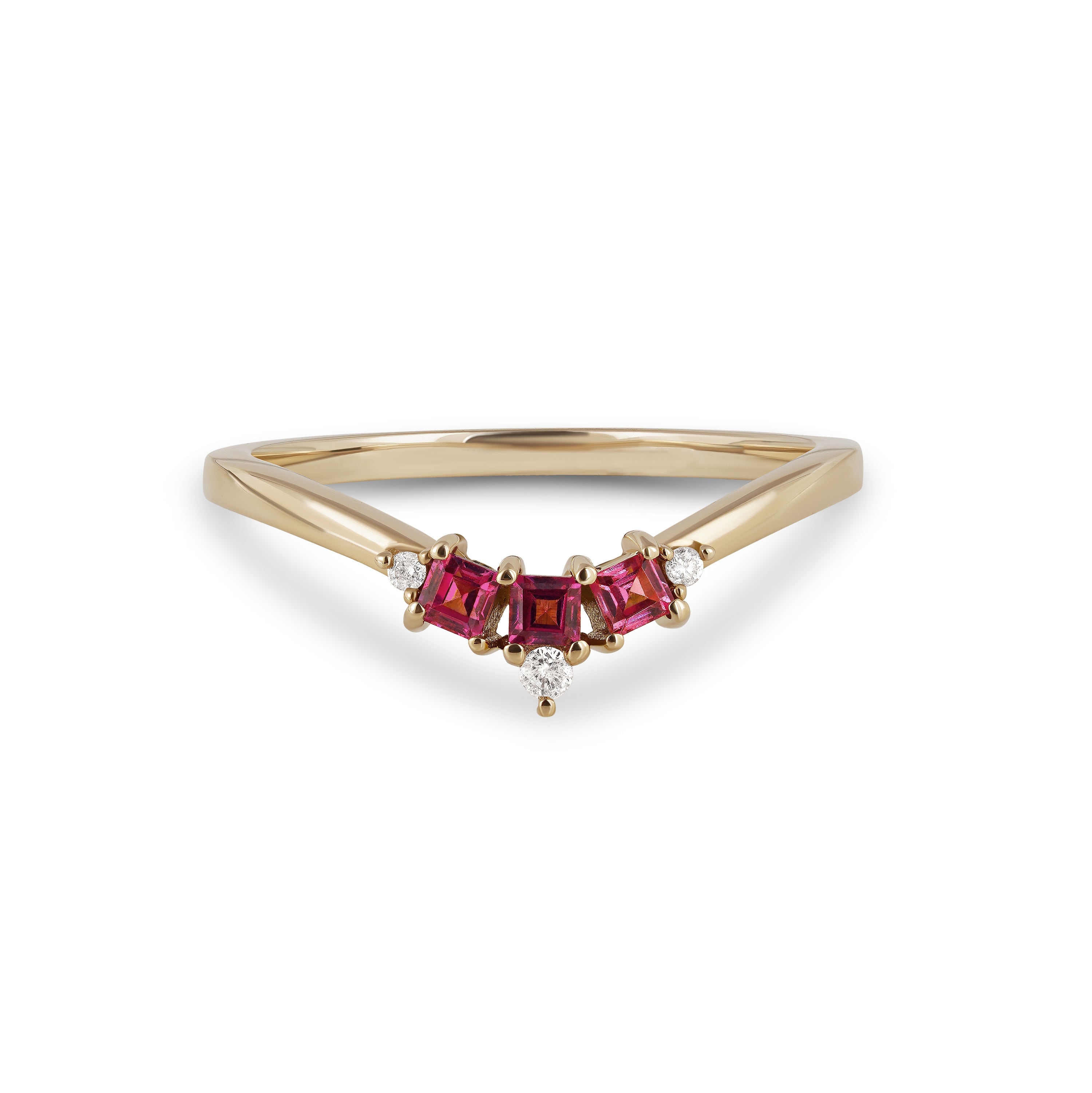 Zohreh V. Jewellery Women's Pink / Purple / Red Rhodolite Garnet & Diamond Hugging Ring 9k Gold