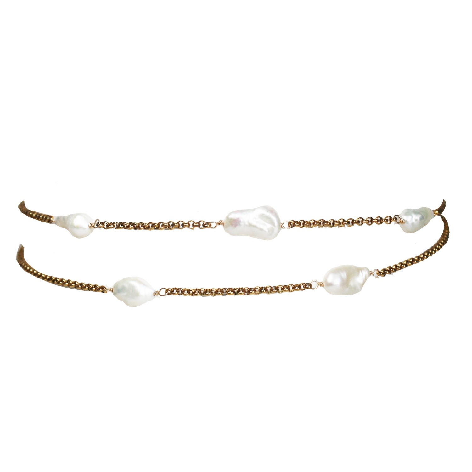 Marquise Swim Women's Gold / White Necklace - Garland Choker White Keshi Pearl