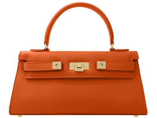 Women’s Yellow / Orange Maya East West Caribou Soft Grainy Print Calf Leather Handbag - Orange Lalage Beaumont
