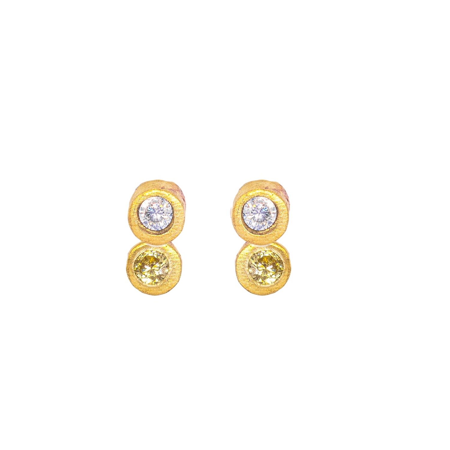 Women’s Gold Disco Dot Diamond And Yellow Sapphire Stud Earrings Lily Flo Jewellery