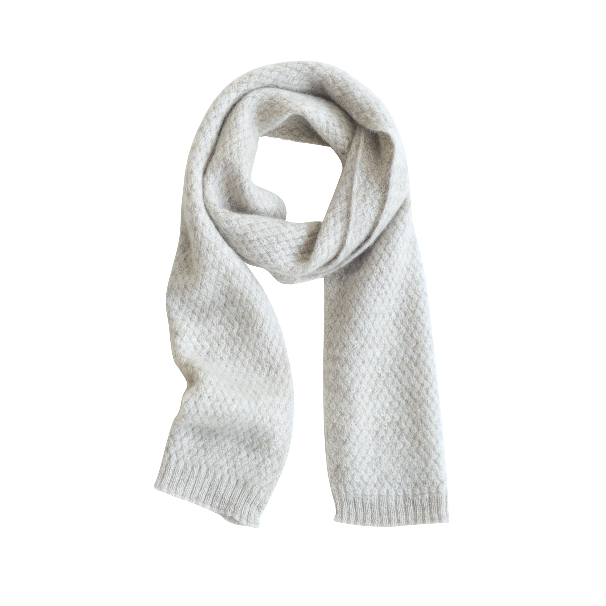 Lost Pattern Nyc Women's "warmth Whisper" Waffle Knit Cashmere Scarf - Light Grey In Grey
