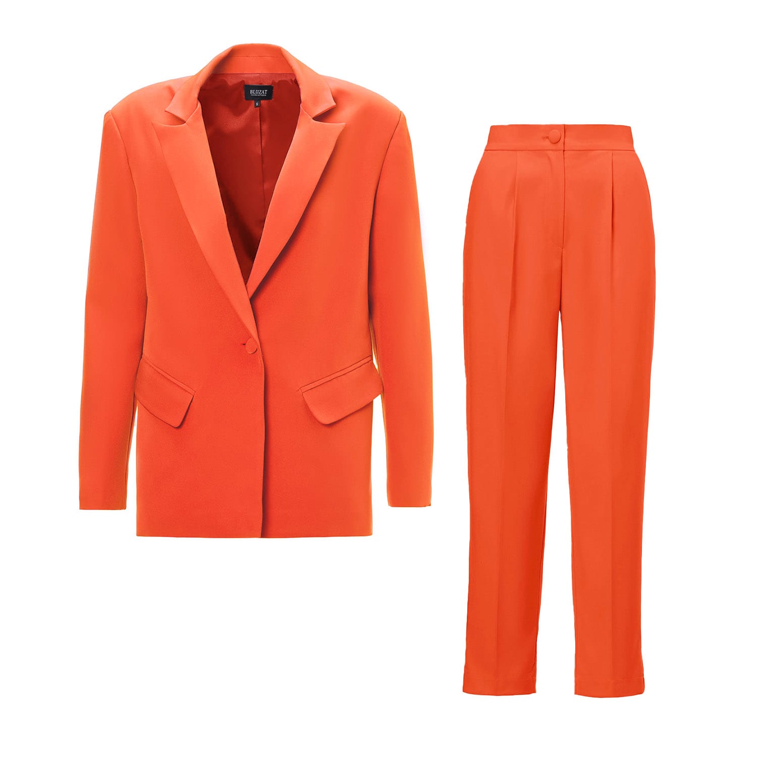 Orange Suit With Regular Blazer And Cropped Trousers, BLUZAT