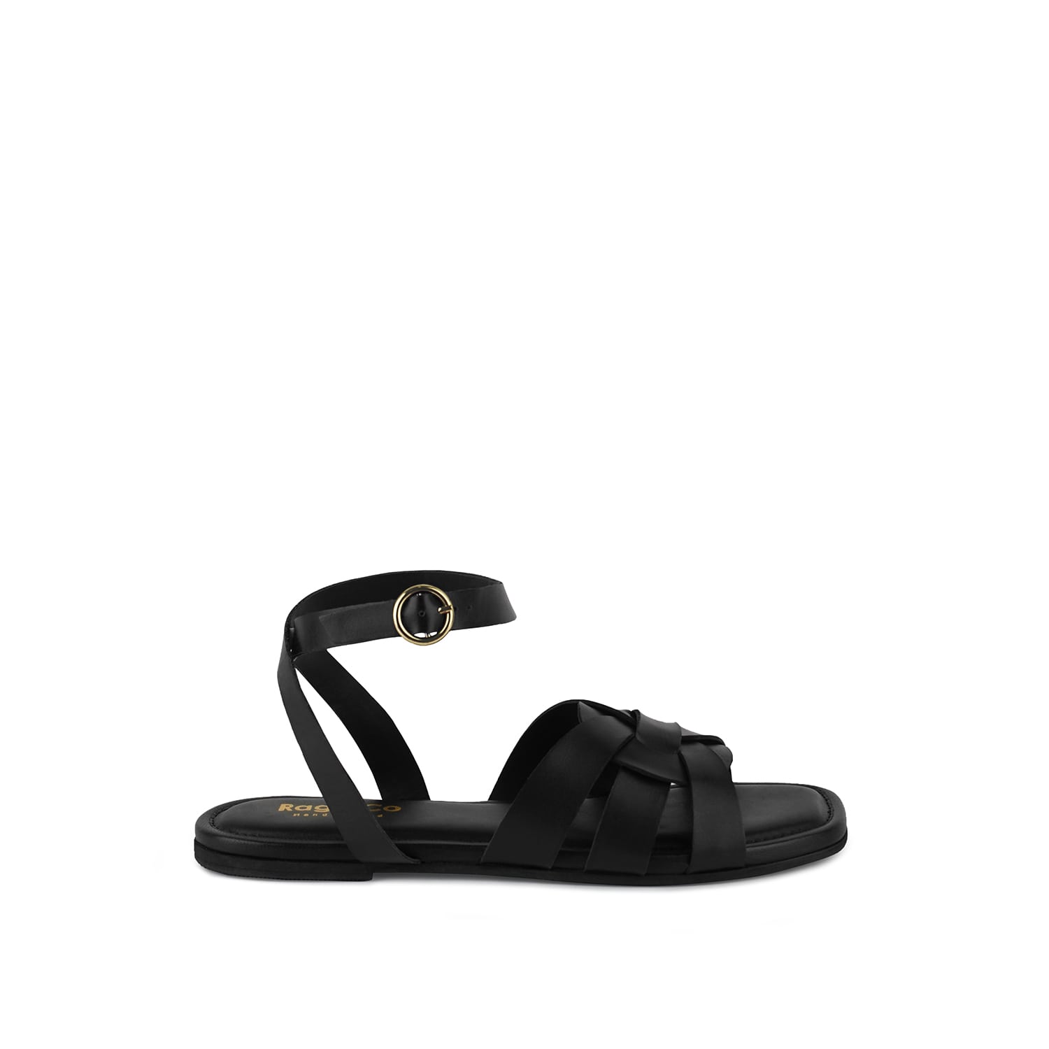 Rag & Co Women's Ashton Black Flat Ankle Strap Sandals By  In Multi