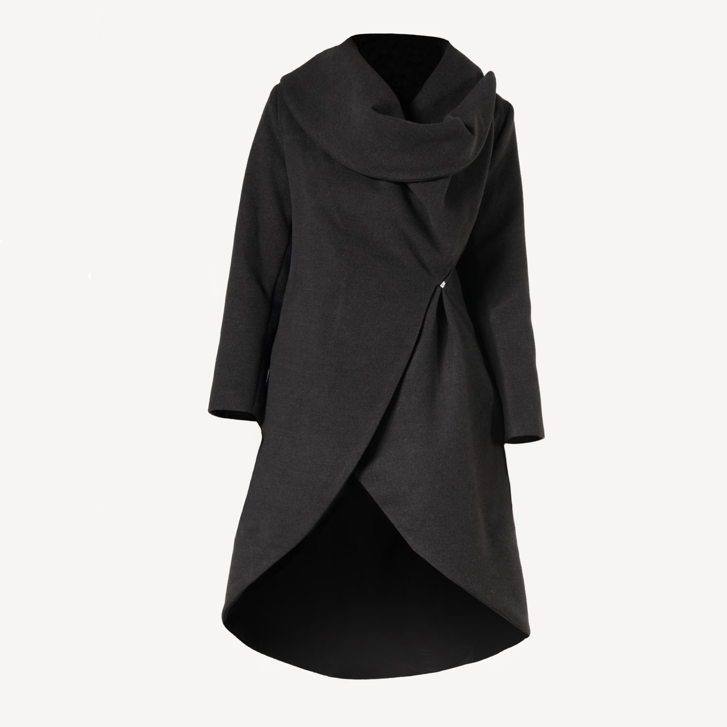 Metamorphoza Women's Asymmetrical Winter Coat In Grey In Gray