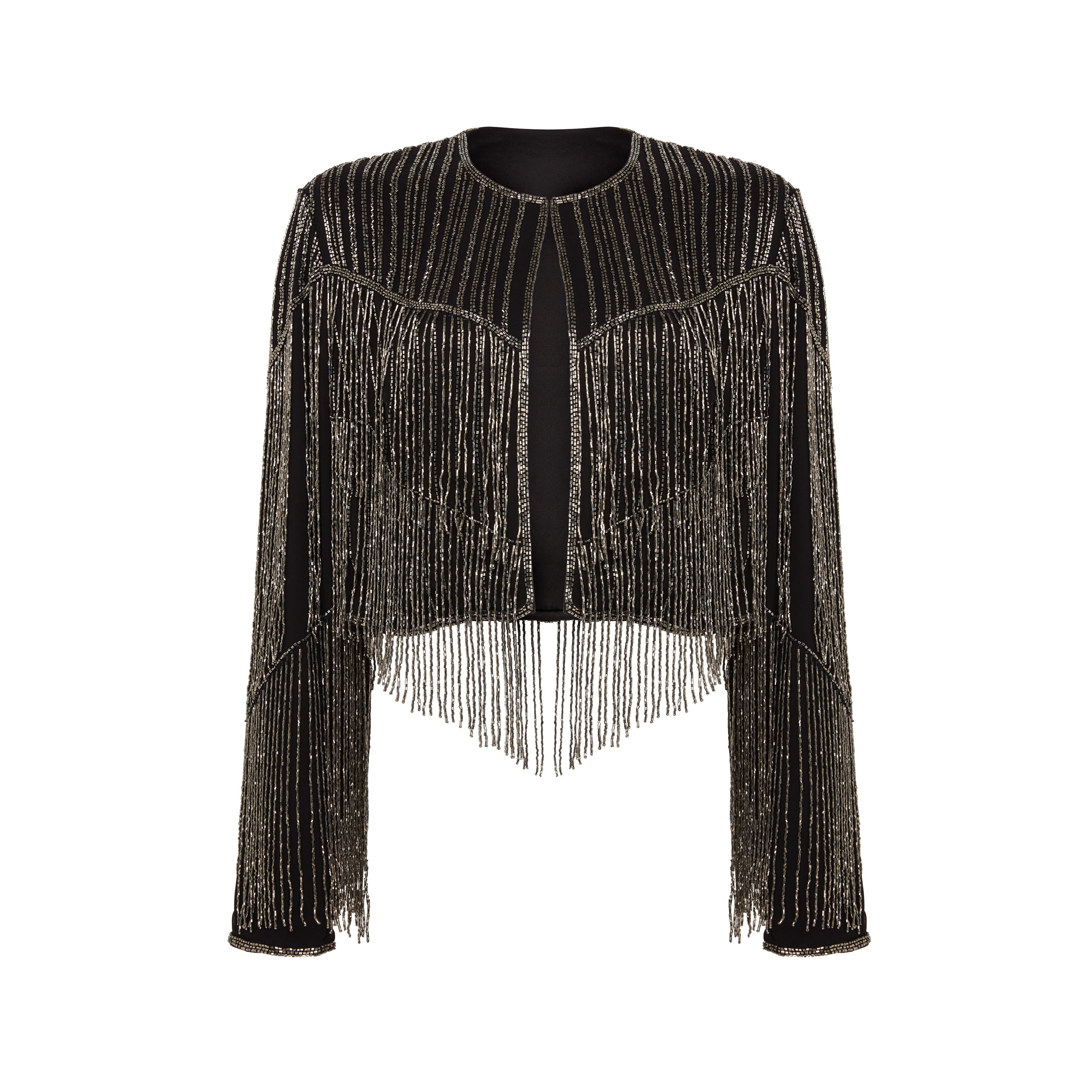 Rose & Nancy Women's Black / Grey Scarlett Fringe Jacket In Black/grey